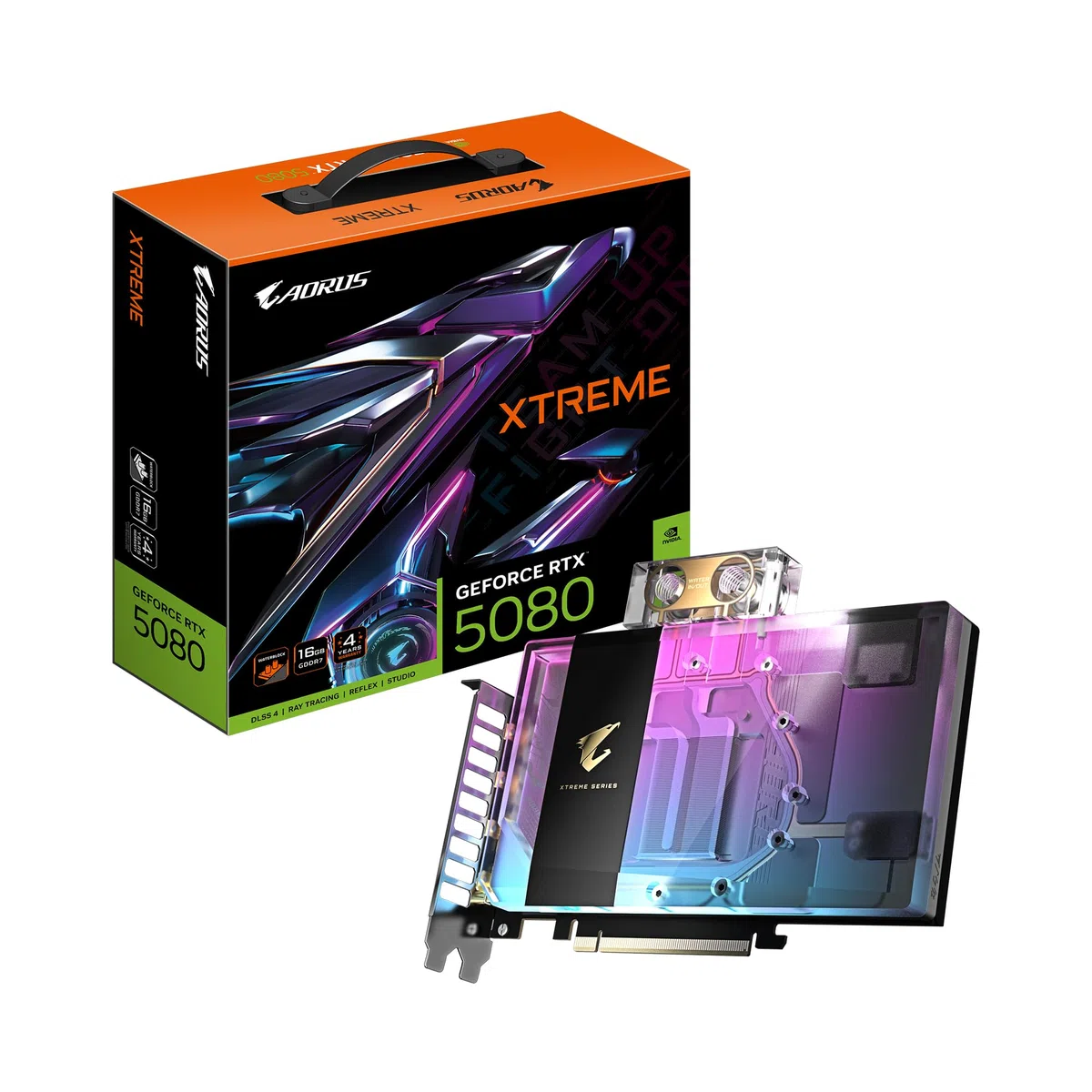 Gigabyte AORUS GeForce RTX 5080 XTREME WATERFORCE WB 16G karta graficzna - 16 GB GDDR7, 256 bitów, PCI-E 5.0, 2805MHz Core Clock, 3 x DP 2.1a, 1 x HDMI 2.1b, NVIDIA DLSS 4, GV-N5080ORUSX ORUSX WB-16GD