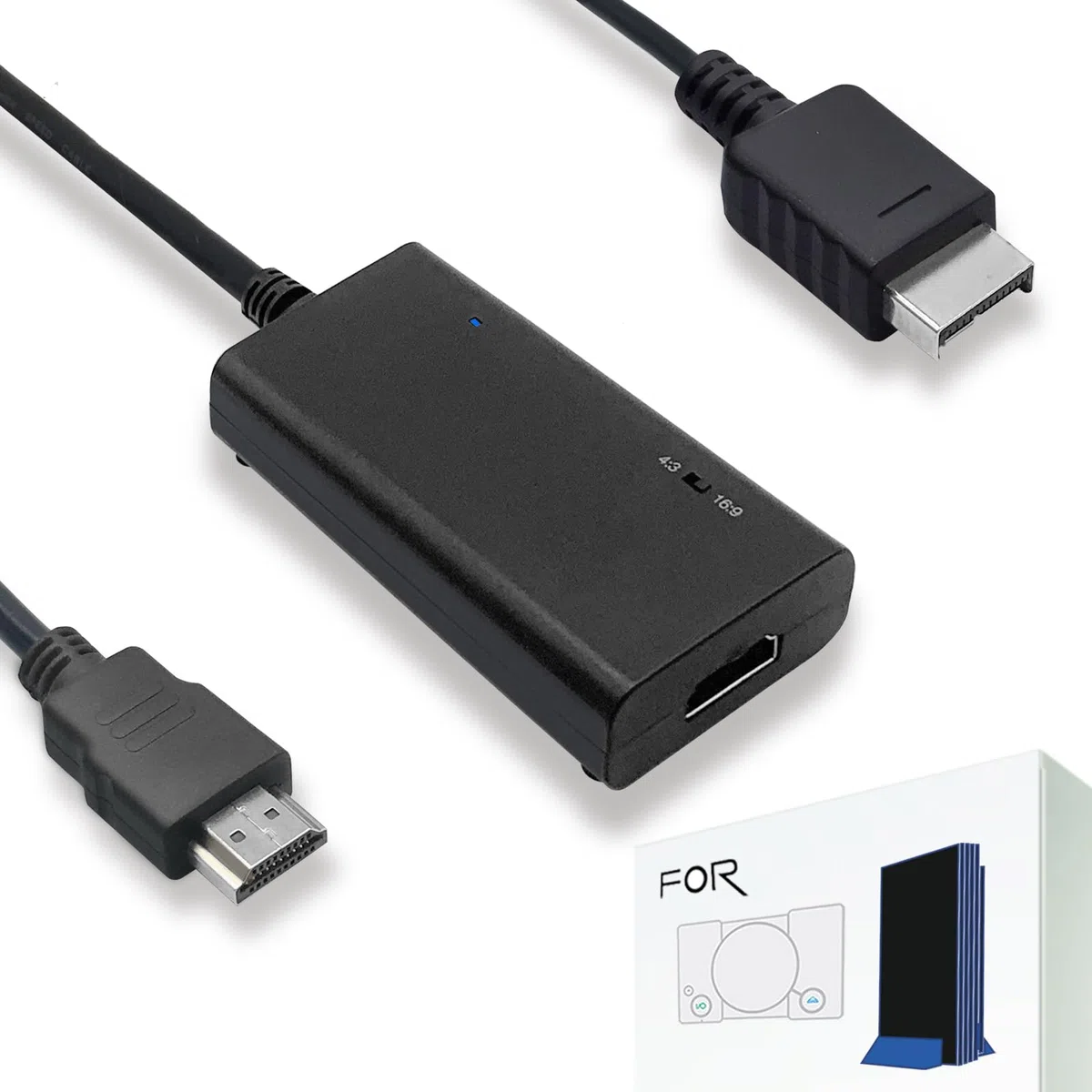 LevelHike Kabel HDMI do konsoli Playstation 2 i Playstation 1 (PS2 i PS1), adapter PS1/PS2 na HDMI z prawdziwym wyjściem sygnału RGB (100% ulepszona jakość wideo), konwerter HD z przełącznikiem