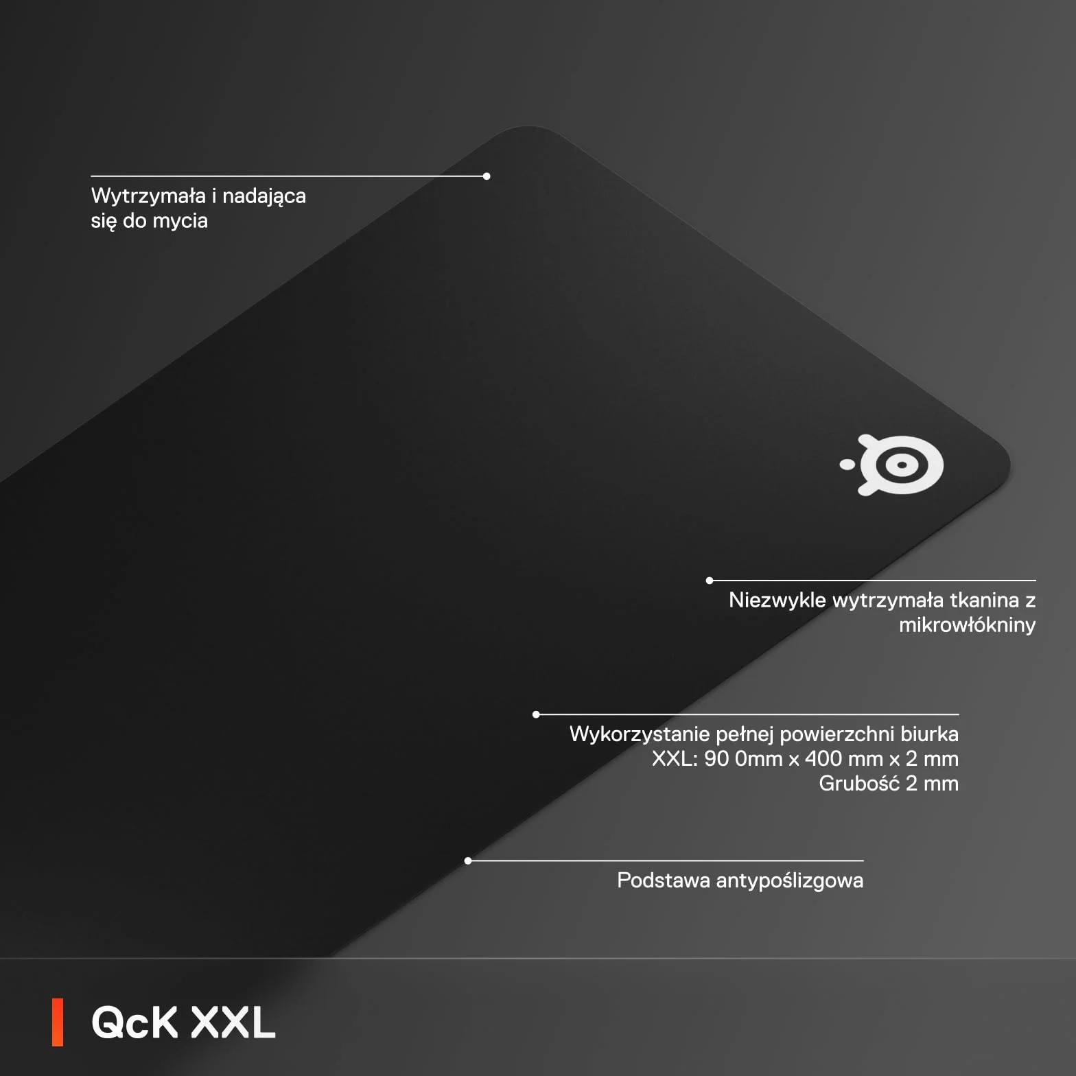 SteelSeries QcK XXL podkładka pod mysz do gier – tkanina XXL – doskonałe śledzenie ruchów i stabilność – podkładka esportowa – antypoślizgowa – wykorzystanie pełnej powierzchni biurka