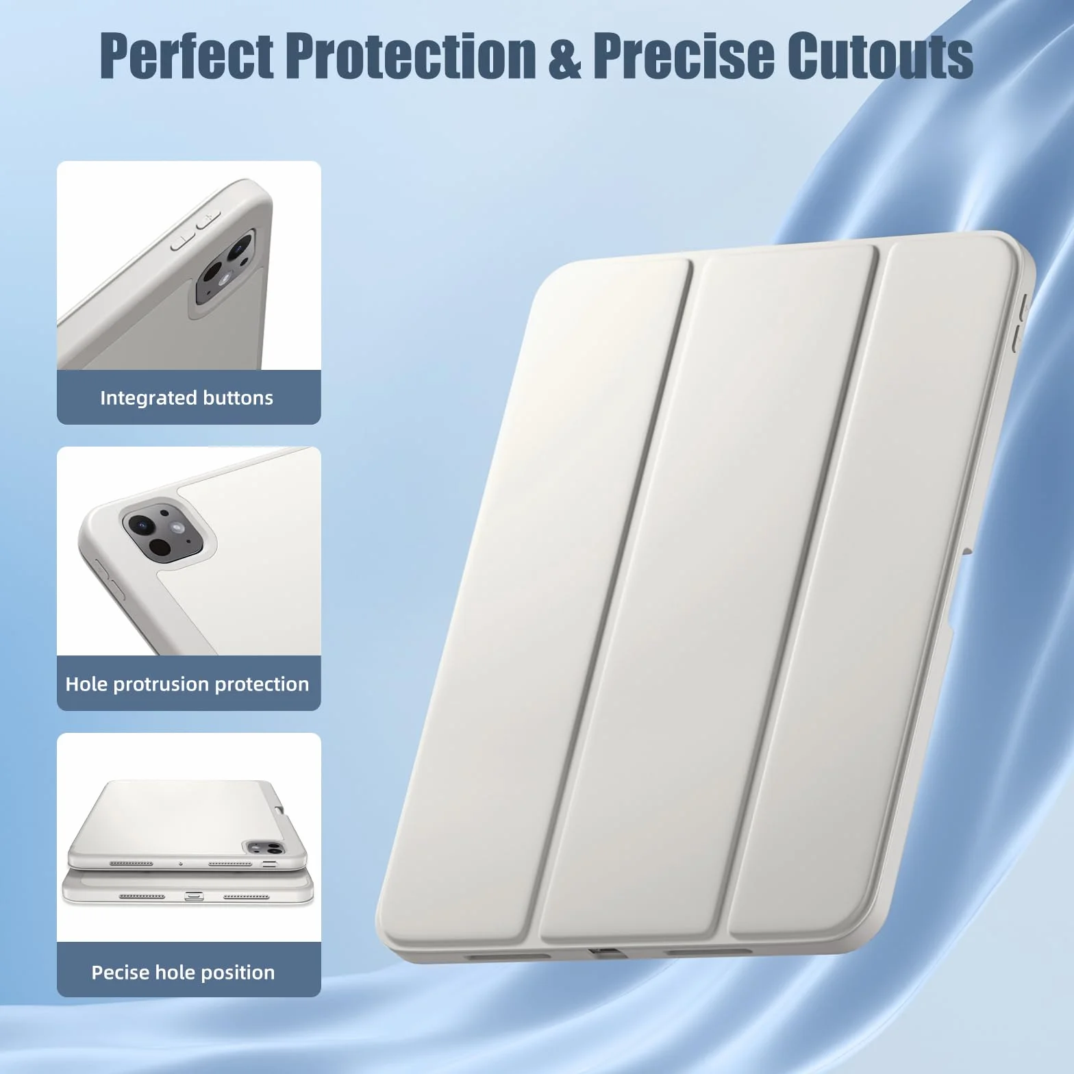 Maledan Etui na iPad Pro 11 cali M5/M4 (2025/2024) z uchwytem na ołówek, smukła elastyczna tylna osłona TPU Shockproof, obsługująca Apple Pencil Pro/USB-C, Jasnoszary