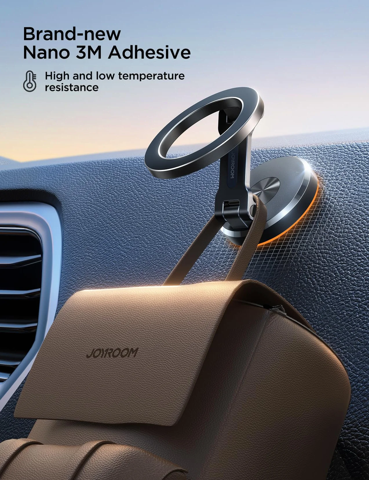 JOYROOM Pasuje do uchwytu samochodowego MagSafe, całkowicie metalowy i składany, magnetyczny uchwyt samochodowy do telefonu z magnesami 20 x N55 i regulacją 360°, uchwyt samochodowy do iPhone'a 16, 15