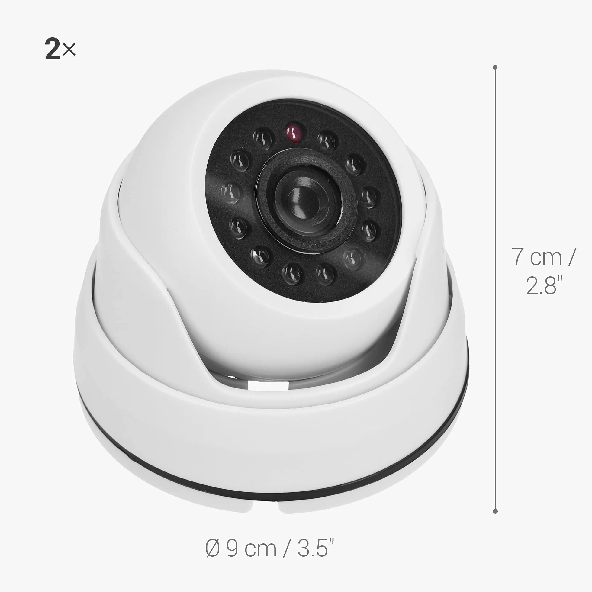 kwmobile 2X atrapa kamery do konstrukcji stropowej - ze światłem LED - zestaw atrap kopułkowej kamery monitorującej - zwodniczo prawdziwa fałszywa kamera bezpieczeństwa w kolorze białym