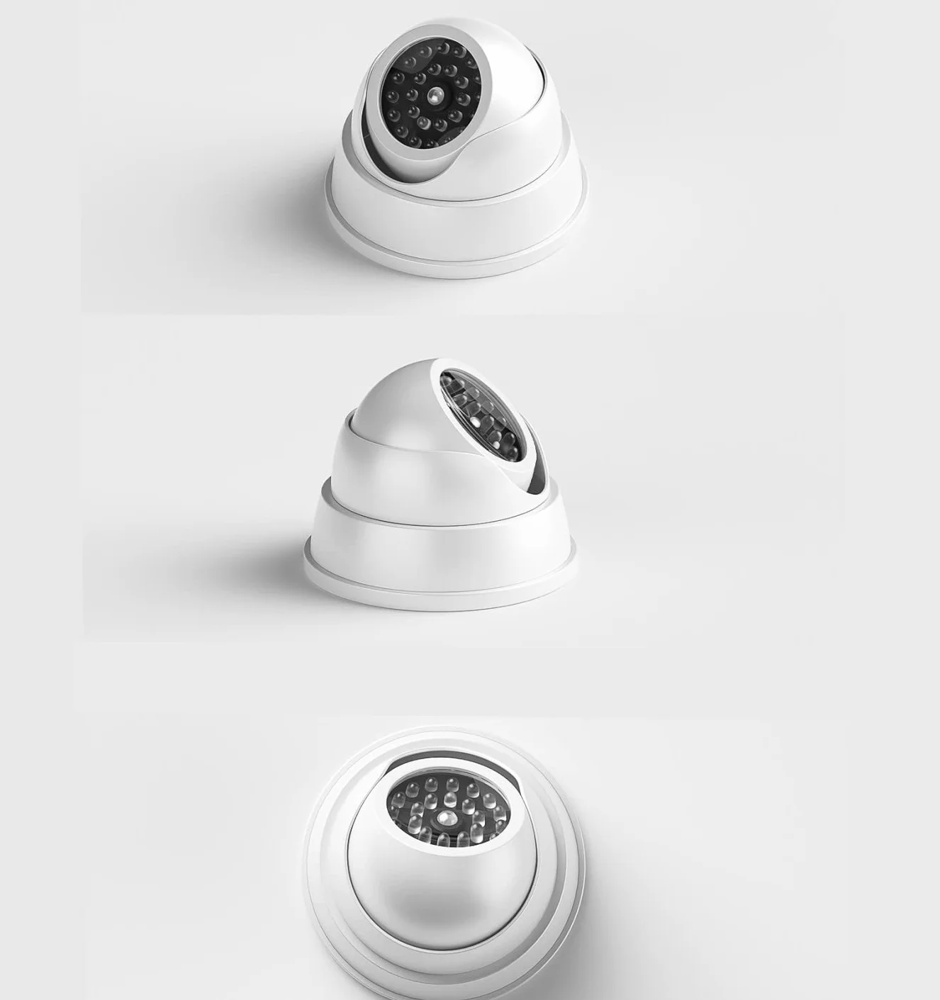 JZK 2 Dummy Fake Surveillance Security CCTV kamera kopułkowa z migającą diodą LED, prawdziwa imitacja dla bezpieczeństwa domowego, biała