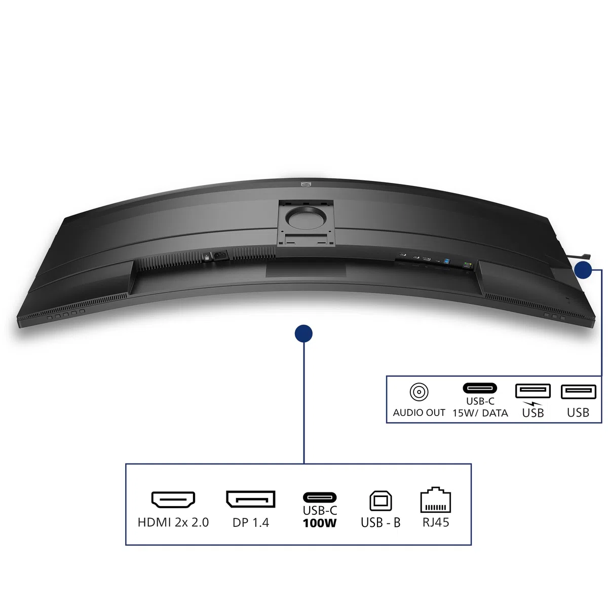 Philips 49B2U5900C Monitor 124.0 cm DQHD zakrzywiony, 75 Hz, RJ45, VA Panel, 4ms GtG, Adaptive Sync, HDR400, regulacja wysokości, głośniki (5120 x 1440 HDMI 2 x 2.0 DP USB Hub) ciemnoszary