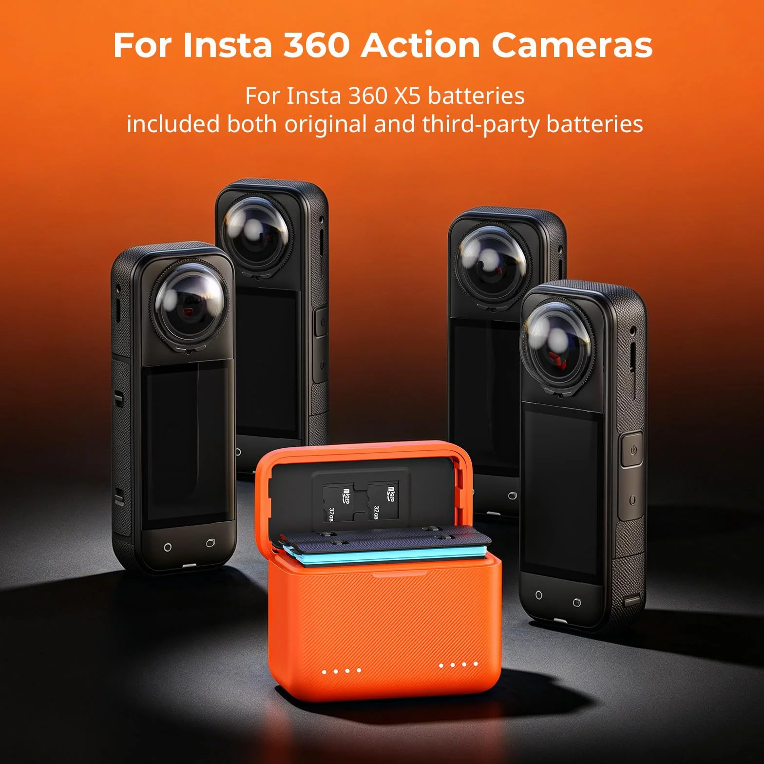 SMALLRIG Ładowarka do urządzeń Insta360 X5, szybkie ładowanie 80 minów, 2-kanałowa ładowarka do aparatu, 2 gniazda na karty TF, wskaźniki LED, lekka do akcesoriów Insta360 X5