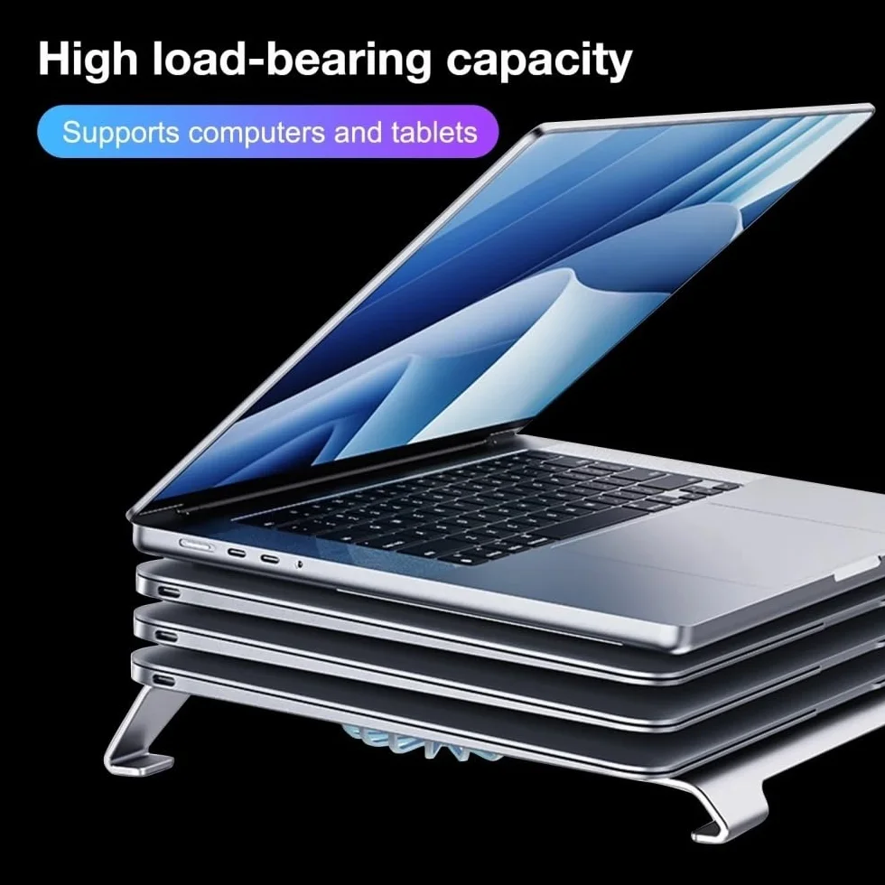 Podstawka pod laptopa, Aluminum Alloy Laptop Radiator Dual Fan Laptop Cooling Stand with Type-C Port(Gray)