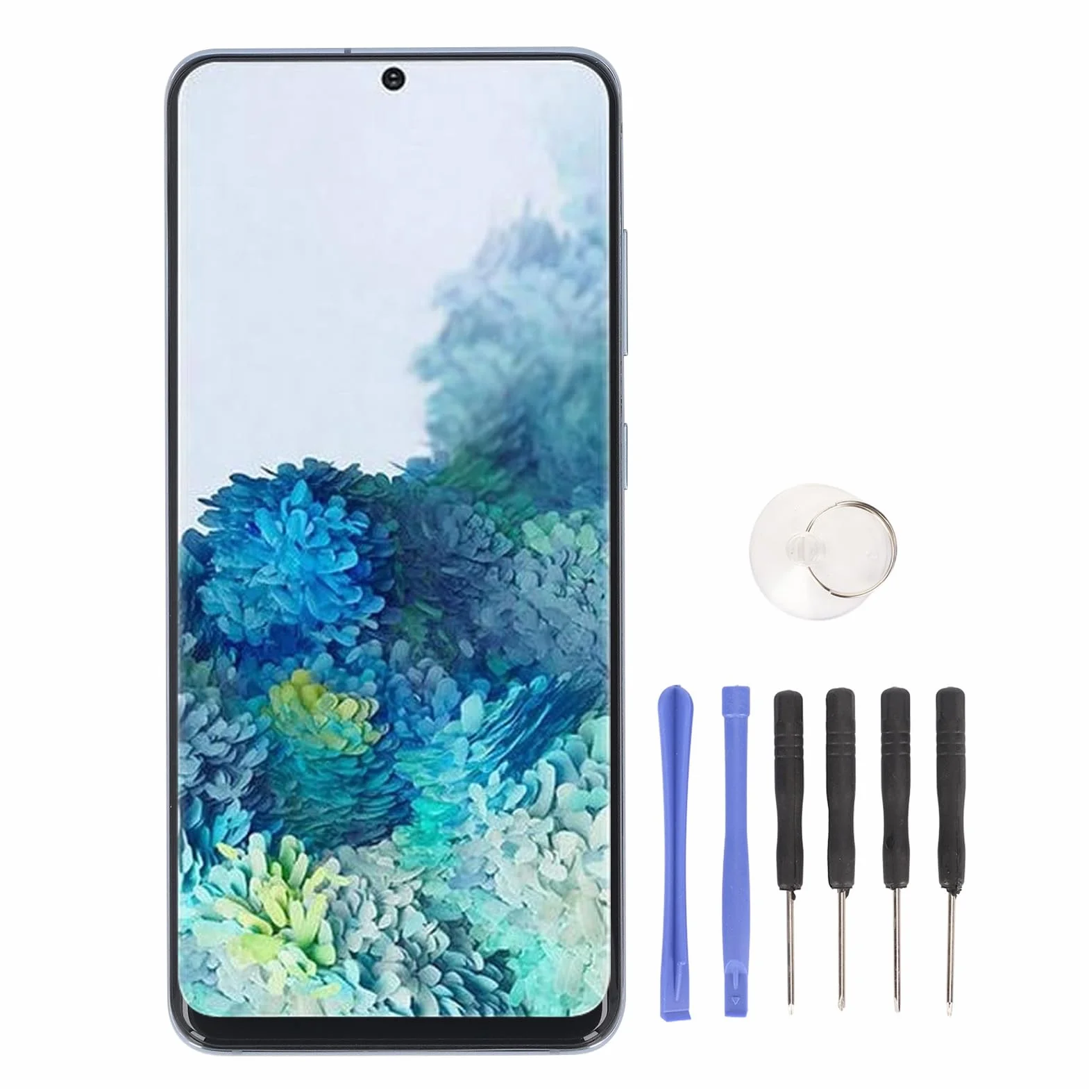 Jectse Wymiana Ekranu Telefonu dla S20 4G, 6.2 -calowy Wyświetlacz Wyświetlacza Digitizer z ramką i Zestawem Naprawczym, Zestaw Wyświetlacza Panelu Dotykowego dla G980U G980B (BLUE)