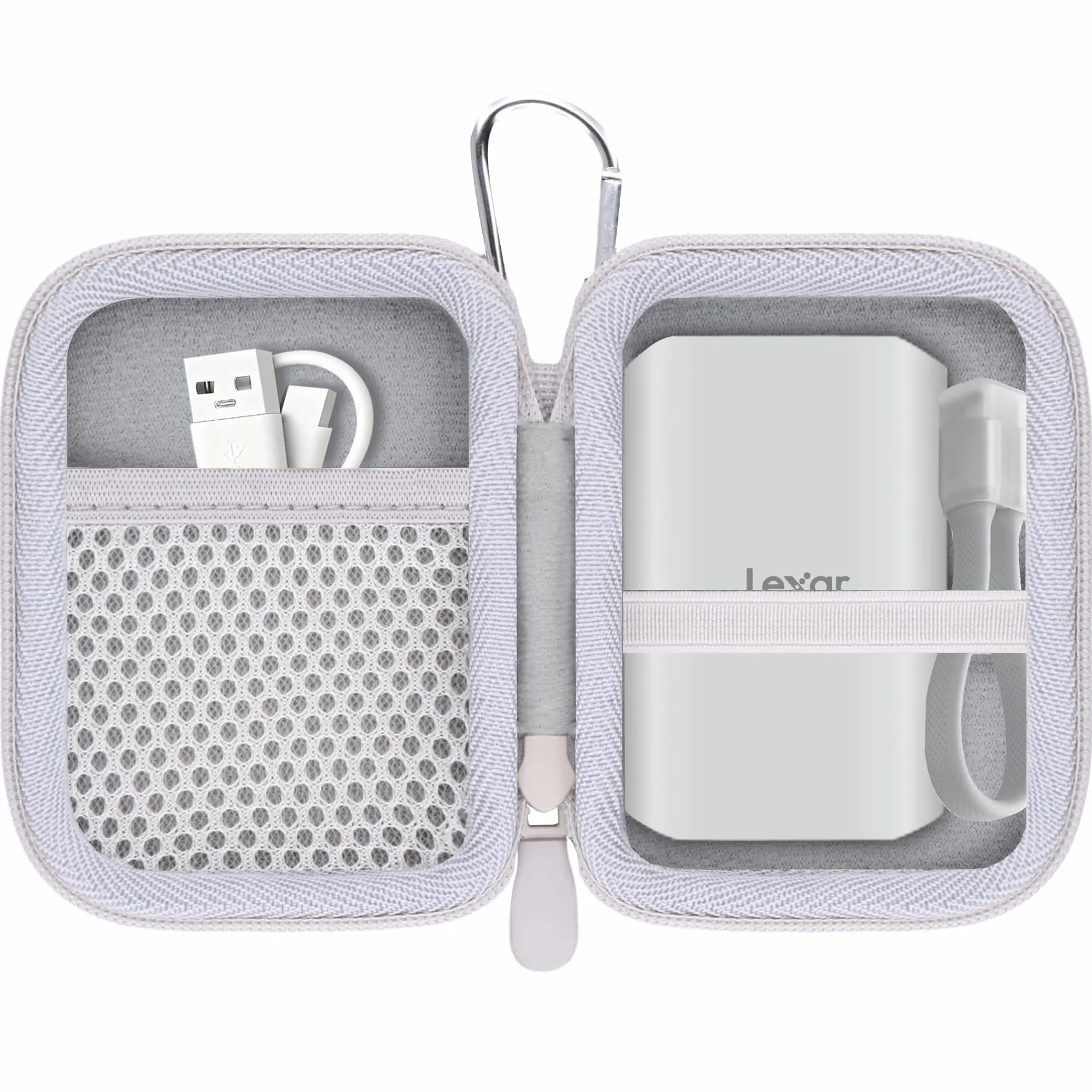 Khanka Etui na zewnętrzny dysk SSD Lexar ES5 ES4 SL500 SL500M 1 TB/2 TB/4 TB, pokrowiec do zewnętrznego dysku SSD Lexar/ES5/ES4/SL500/SL500M, tylko obudowa (biała)