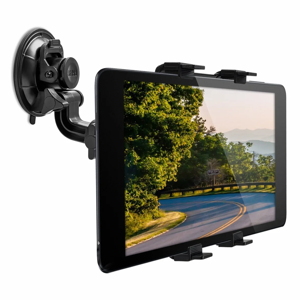 kwmobile Uchwyt na tablet na szybę samochodu - z przyssawką - Regulowany - Uchwyt na szybę samochodu na tablety - Wymiary wewnętrzne 11-20,7 cm