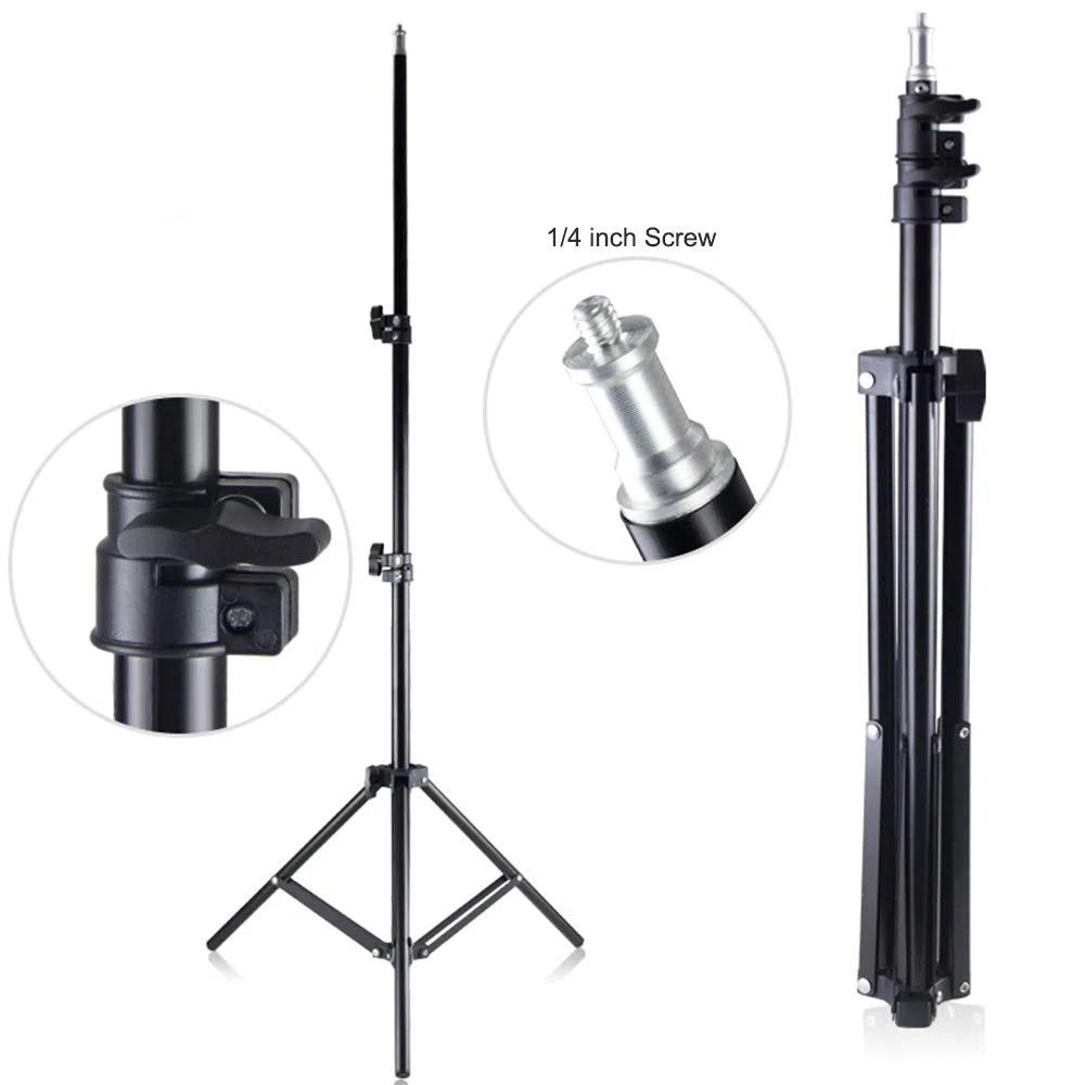 Statyw Light Stand, Regulowany Metalowy Stojak,. Wysokość 1,6 M/5,2 Stóp, śruba 1/4 Cala, do Fotografii LED Video Light Light Pierścień z Prętem Teleskopowym, Złożona długość