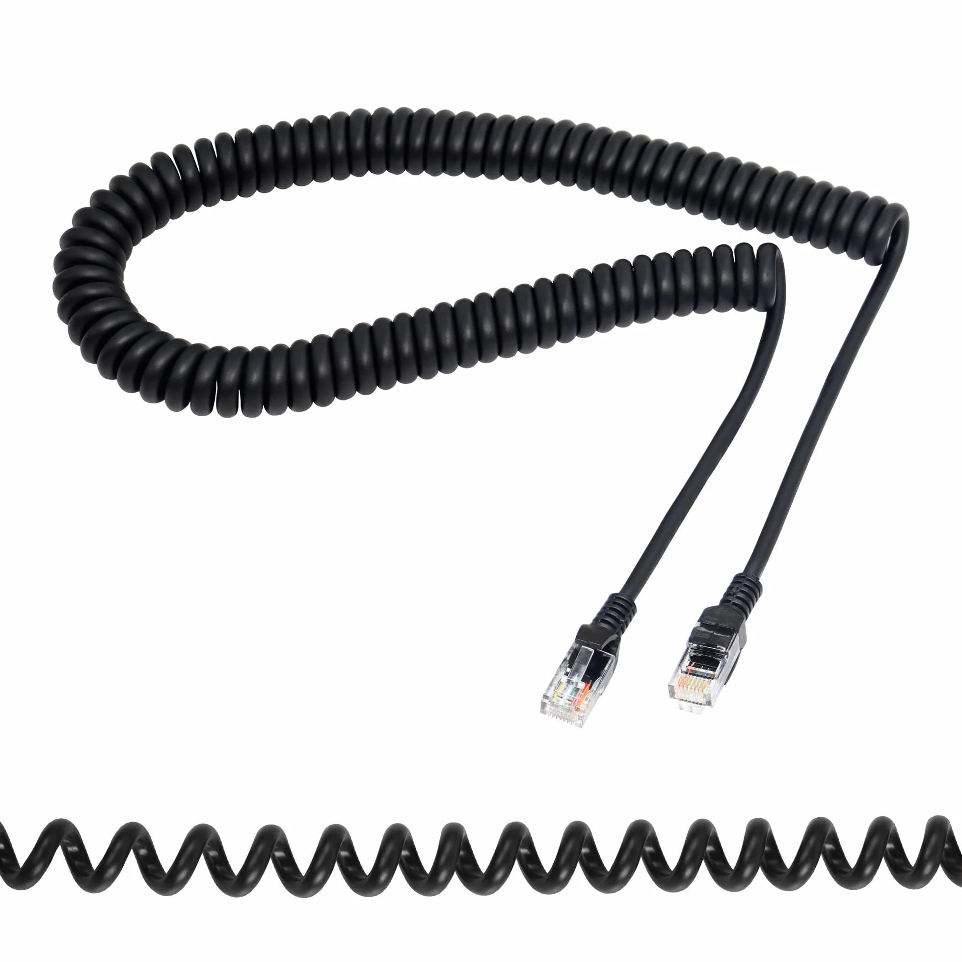 Spiralny Ethernet Cat5e Chowany RJ45 LAN Kabel do Laptopów, Komputerów Stacjonarnych, Routerów, Dekoderów - Rozciągany do 2,5 m