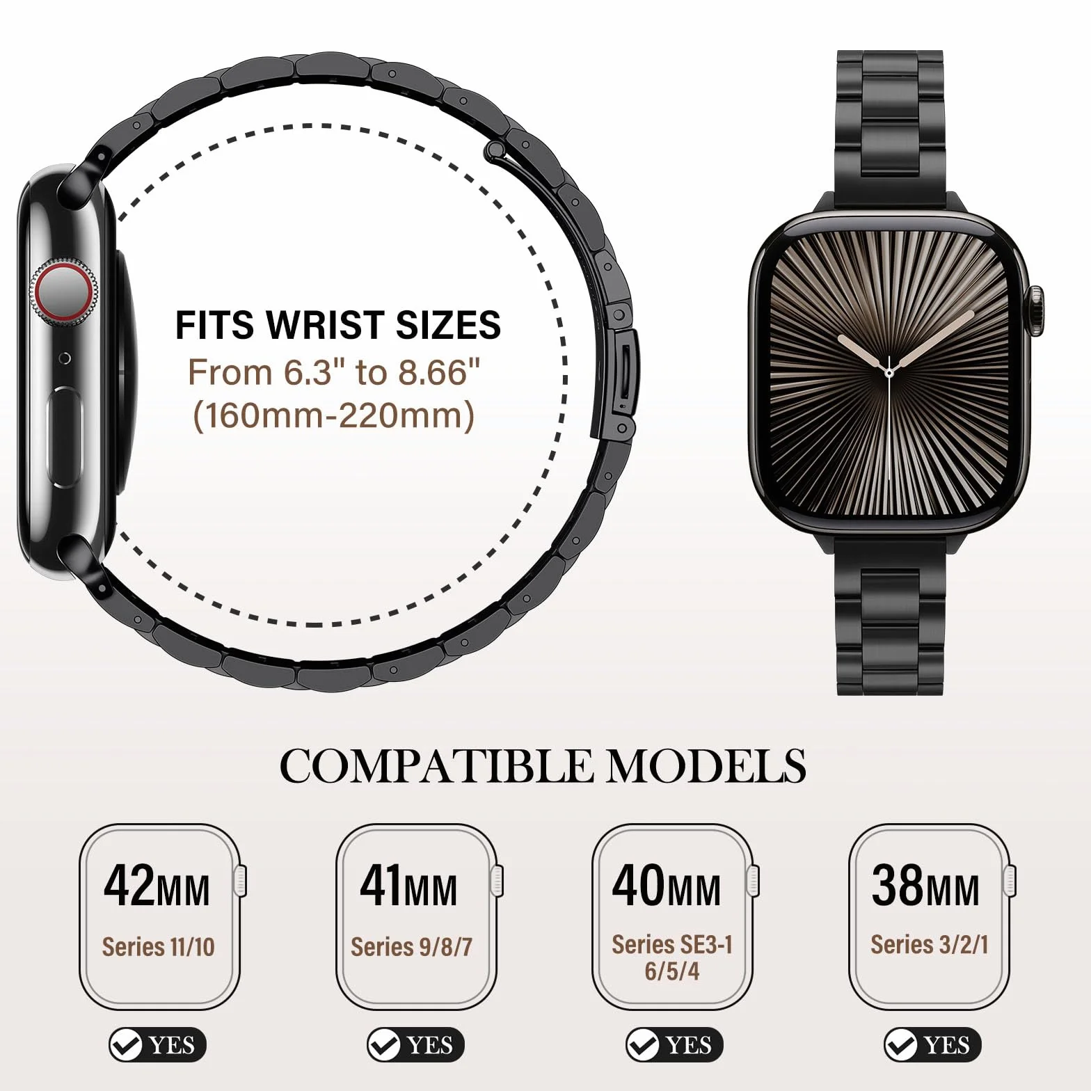 Cienkie metalowe paski ze stali nierdzewnej kompatybilne z Apple Watch Band 49/46/45/44/42/41/40/38 mm iWatch Ultra 2/1 Series 10 9 8 7 SE