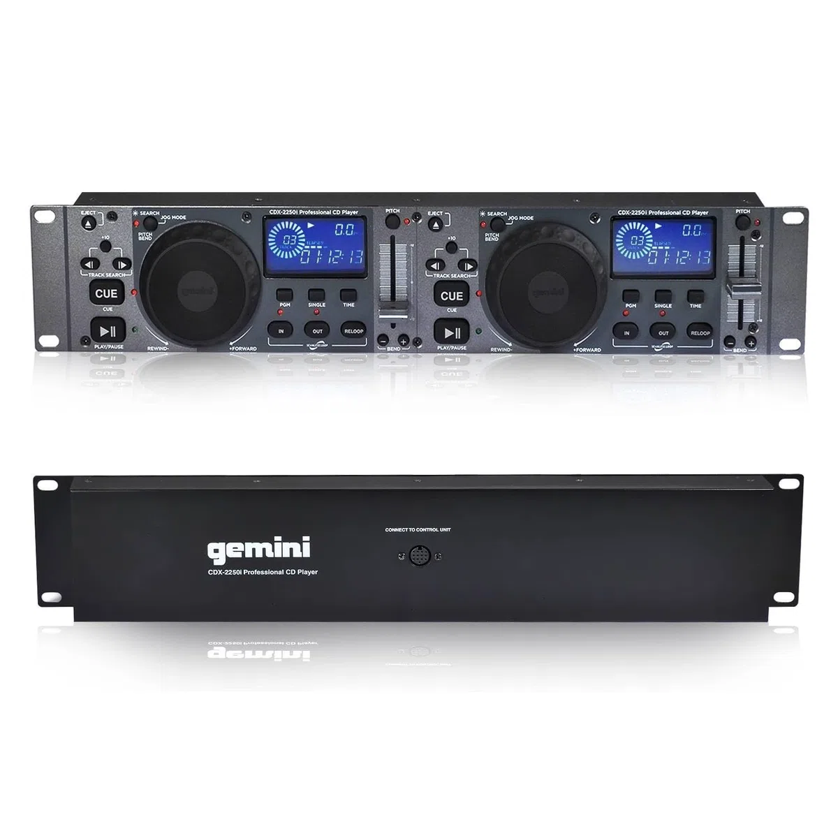 Gemini CDX Series CDX-2250i profesjonalny sprzęt audio DJ multimedialny odtwarzacz CD z odtwarzaczem audio CD, CD-R i MP3 kompatybilny z wejściem USB, wielokolorowe