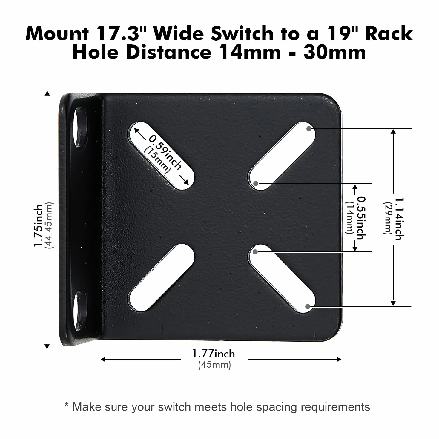 MokerLink Zestaw montażowy do przełączników 43,9 cm regulowany odstęp 14-29 mm kompatybilny Cisco NETGEAR Dell D-Link
