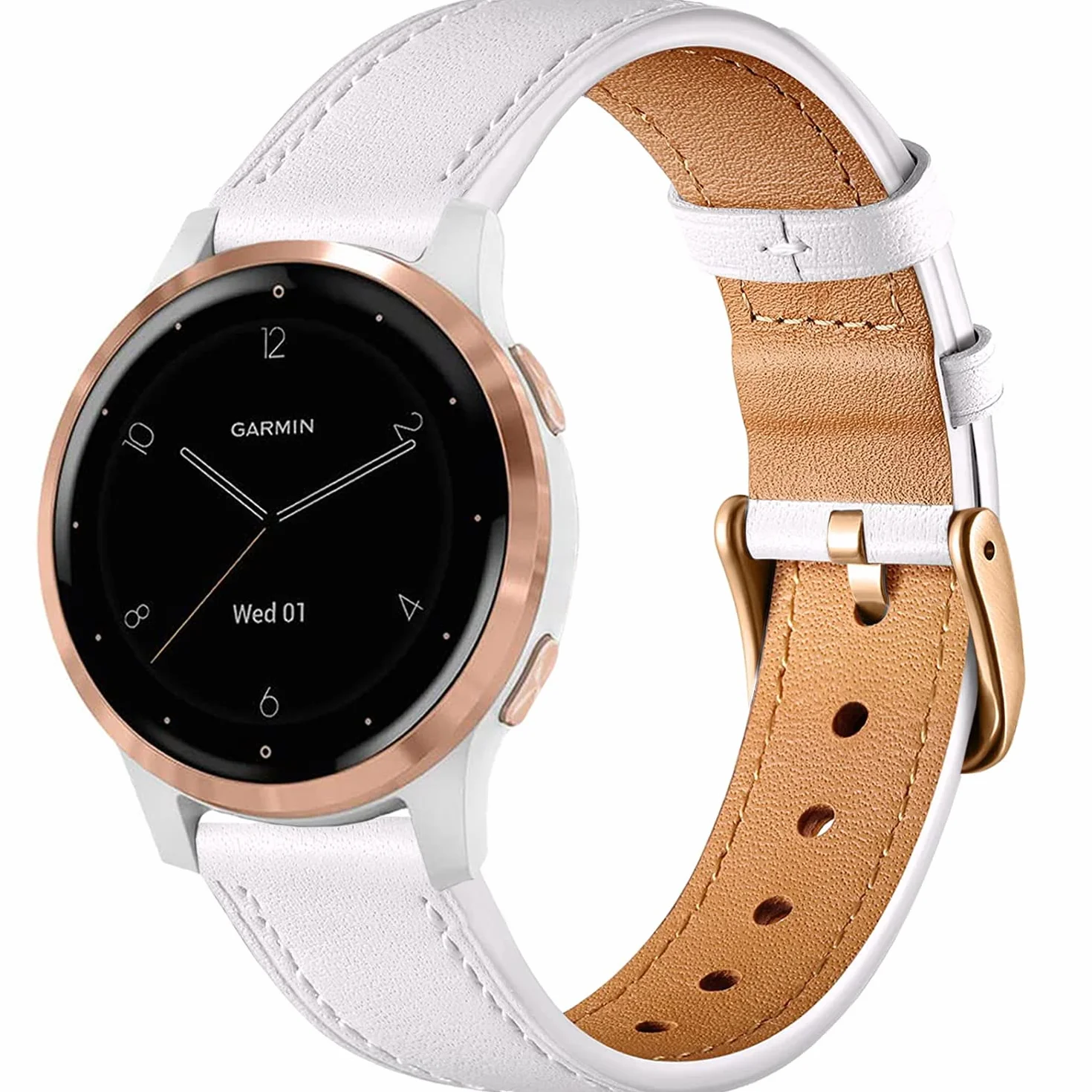 Issinlky oryginalny skórzany pasek kompatybilny Garmin Vivoactive 4S, Garmin Vivoactive 3S, Garmin Venu 2S, 18mm pasek do Fossil Women's Gen 5E 42 mm, Gen 6 42 mm, Fossile Q Venture Gen 3/Gen 4