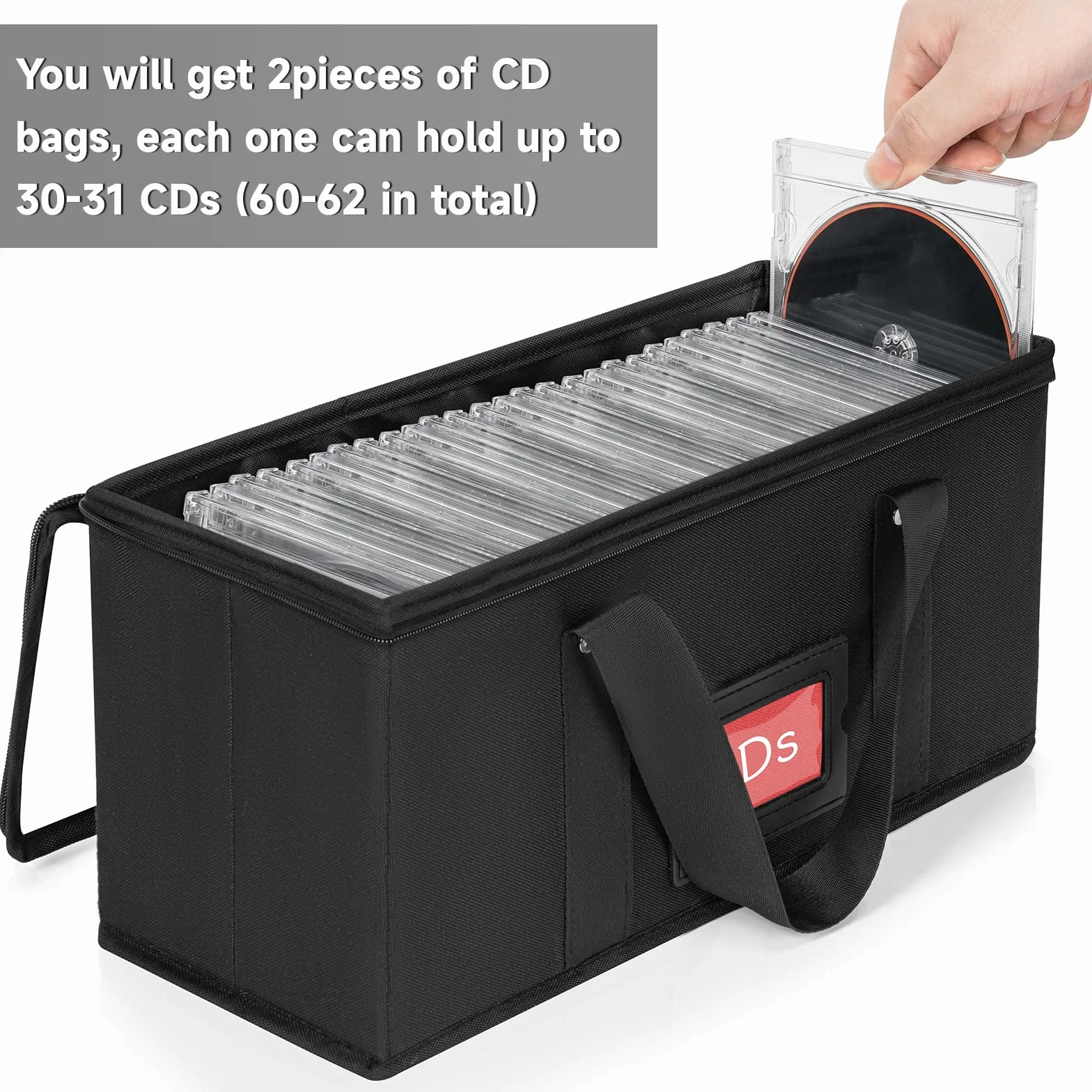 skrzynka na płyty CD, 2 skrzynki na CD, torba na płyty CD (34 * 16 * 14 cm), na łącznie 60-62 płyty CD, torba zbiorcza na płyty CD z uchwytem, skrzynka na płyty CD z przezroczystą pokrywą dla