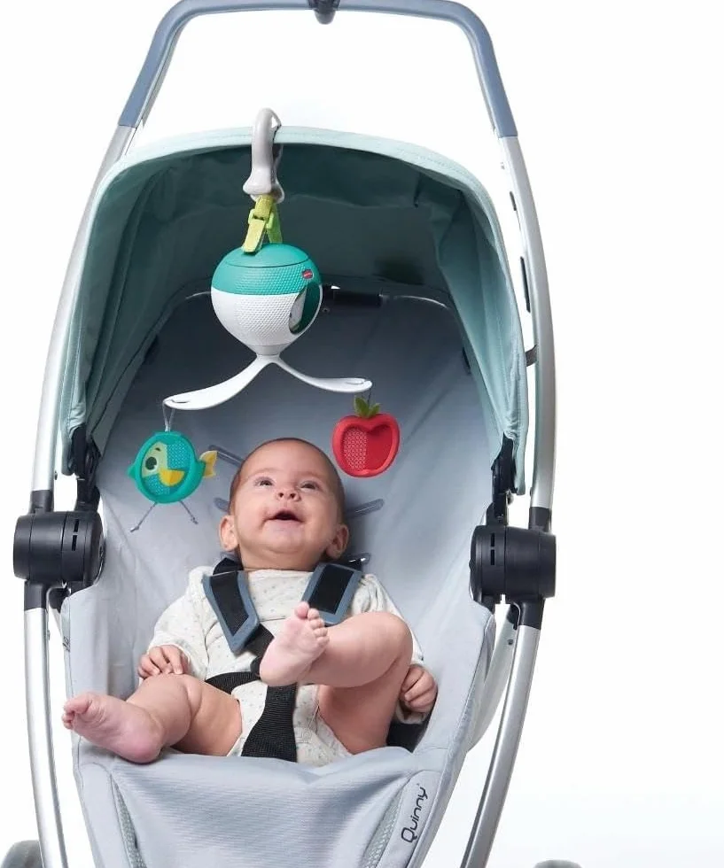 Tiny Love Tummy Time 2 w 1 Muzyczna karuzela do łóżeczka, karuzela muzyczna ze światełkami 360°, 0+ miesięcy, przenośna karuzela dla niemowląt, zabawka muzyczna, 3 tryby muzyki i dźwięków, Meadow Days
