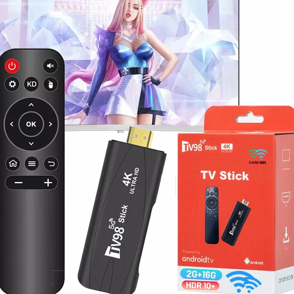 Android TV Stick 4K DDR4, 2 GB RAM, 16 GB ROM, H313, czterordzeniowy, 64-bitowy, WiFi5, Dual 2,4G/5G, WiFi, HDR10+ HD, Smart TV Stick Box (H 2+16)