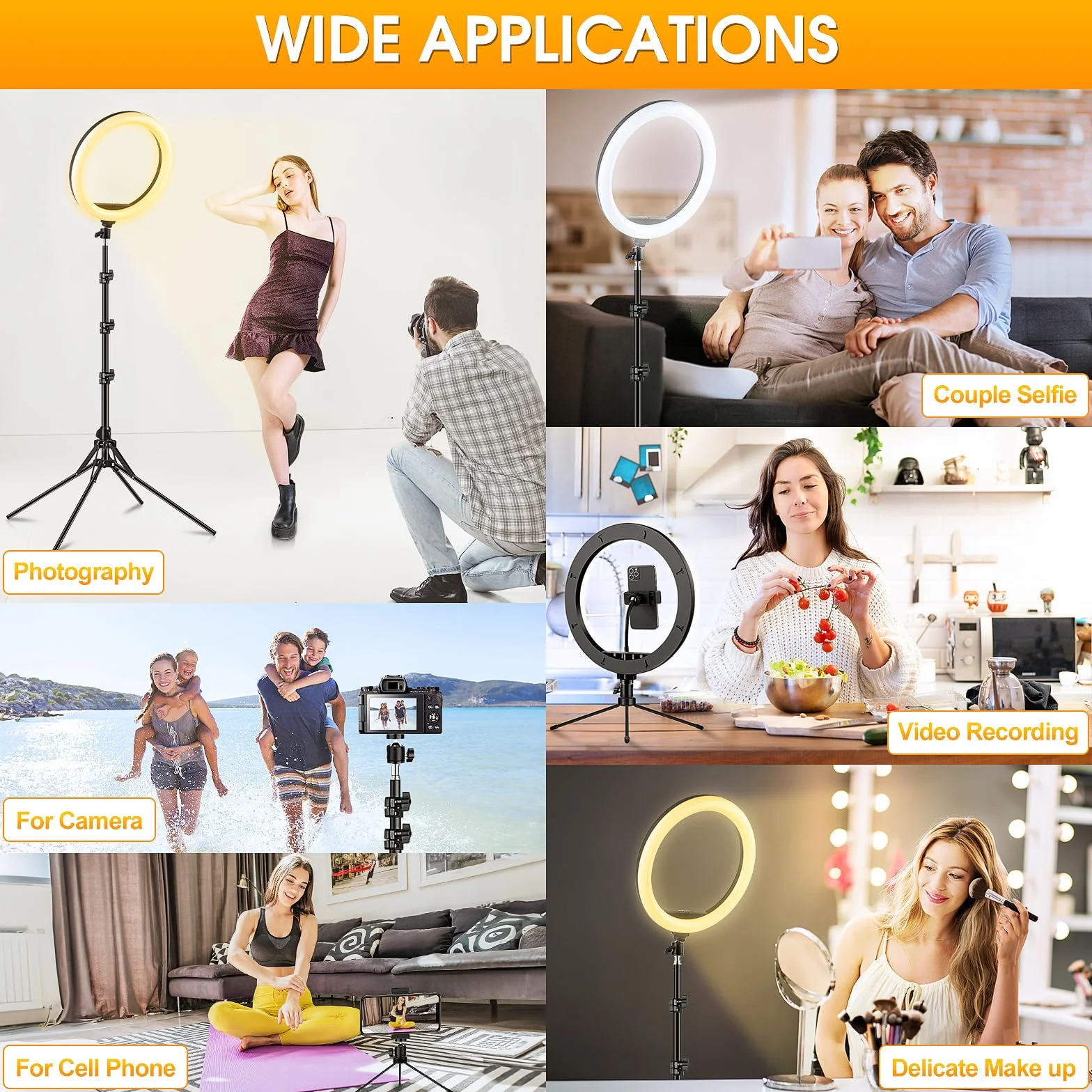 11.5'' Światło pierścieniowe ze stojakiem na statyw, uchwyt na telefon, GerTong LED Professional Selfie Circle Ringlight, podłogowa/biurko USB Halo Lampa z pilotem do makijażu YouTube