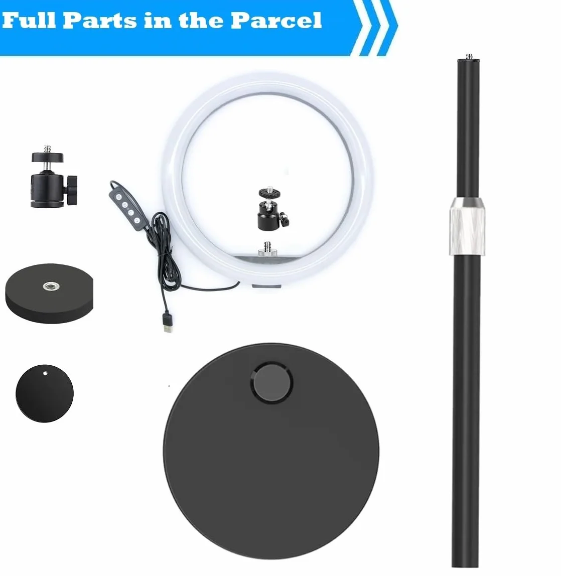 Stojak na lampę do selfie do kamery internetowej, 26 cm, pierścień świetlny z uchwytem na biurko i uchwytem magnetycznym, kompatybilny z Logitech C920 StreamCam C922 C930 C925 C615 BrioWebcams