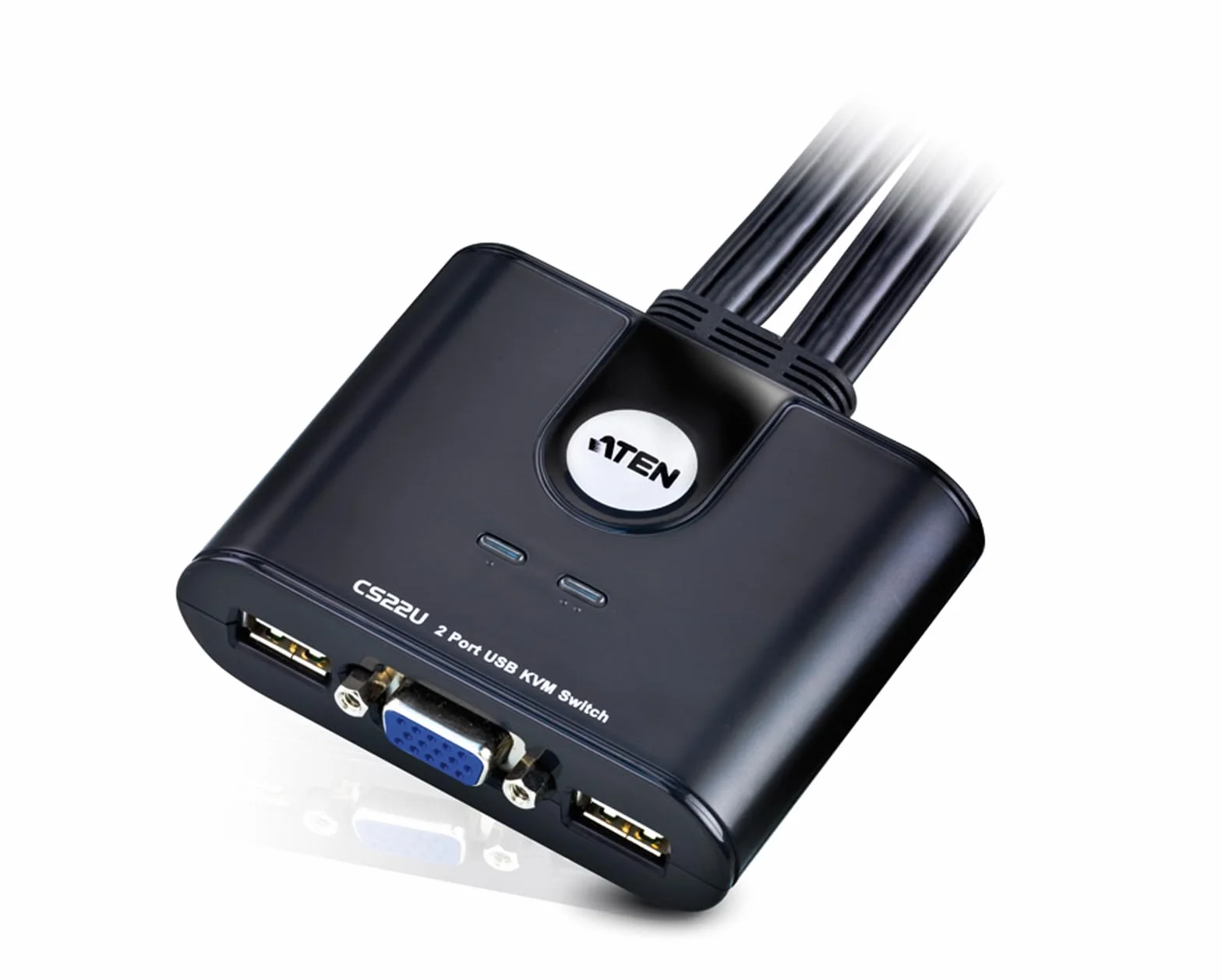 Aten CS22U 2-portowy przełącznik KVM USB VGA, czarny