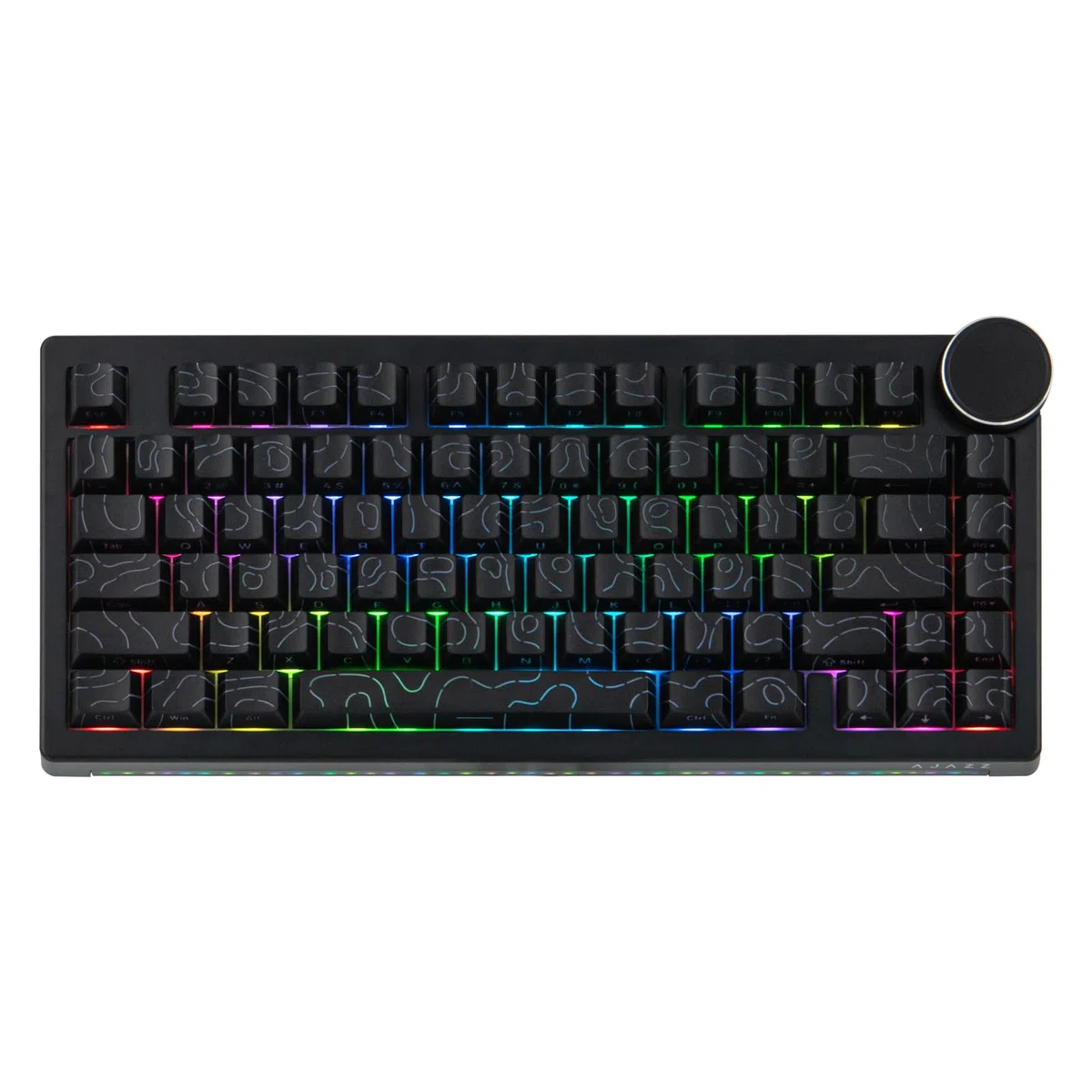 EPOMAKER AJAZZ AK820 V2 mechaniczna klawiatura do gier, 3 tryby pracy, Big Custom Knob, 2,4 GHz/BT bezprzewodowa, 81 klawiszy, Hot-Swap, 75% angielska klawiatura do gier QWERTY (czarna, Coconut Cream)