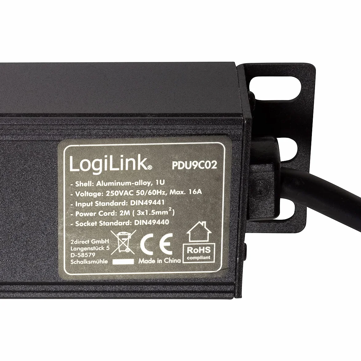 LogiLink PDU9C02 rozdzielacz zasilania PDU 9 x gniazdo sieciowe, PDU9C02 (jednostka PDU 9 x gniazdo sieciowe czarny)