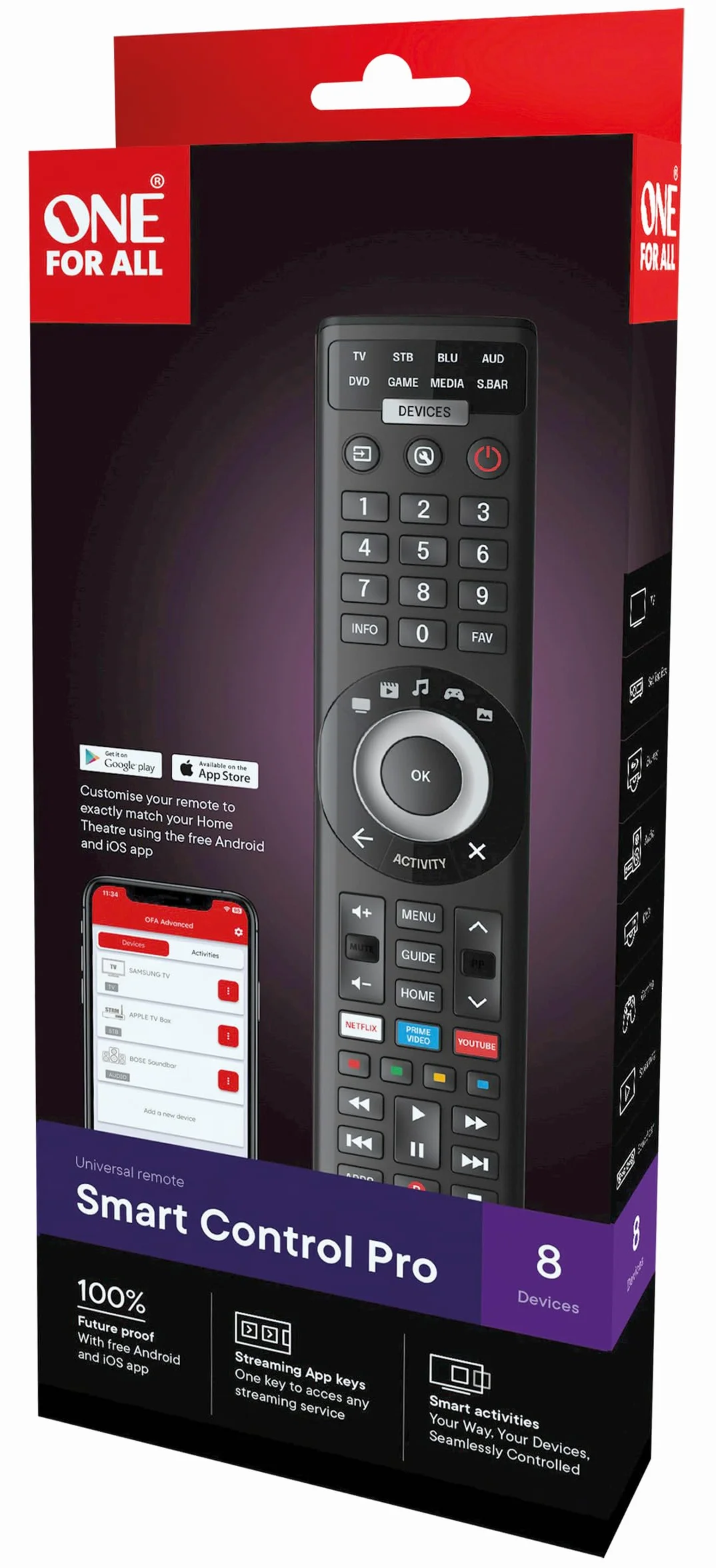 One For All URC7981 Uniwersalny pilot Smart Control Pro 8 na podczerwień RF