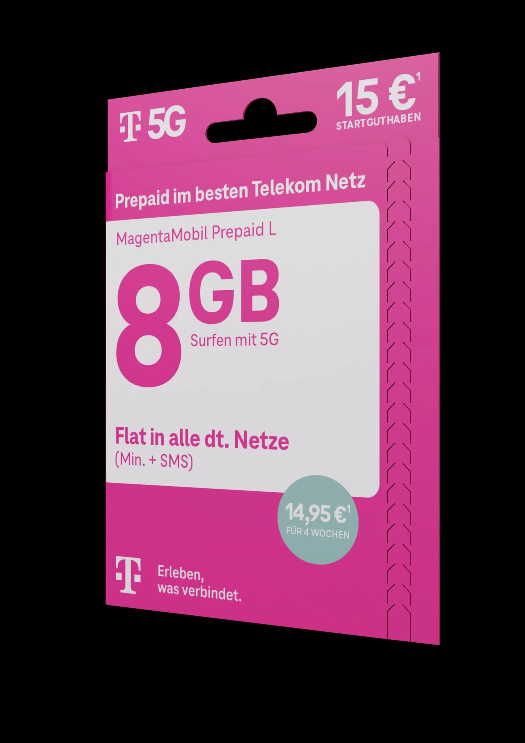 Telekom MagentaMobil Prepaid L karta SIM bez umowy I w zestawie 5 GB & Allnet Flat (min, SMS) do wszystkich niemieckich sieci + roaming UE, surfowanie z 5G/ LTE Max & HotSpot Flat I 15 EUR doładowanie startowe