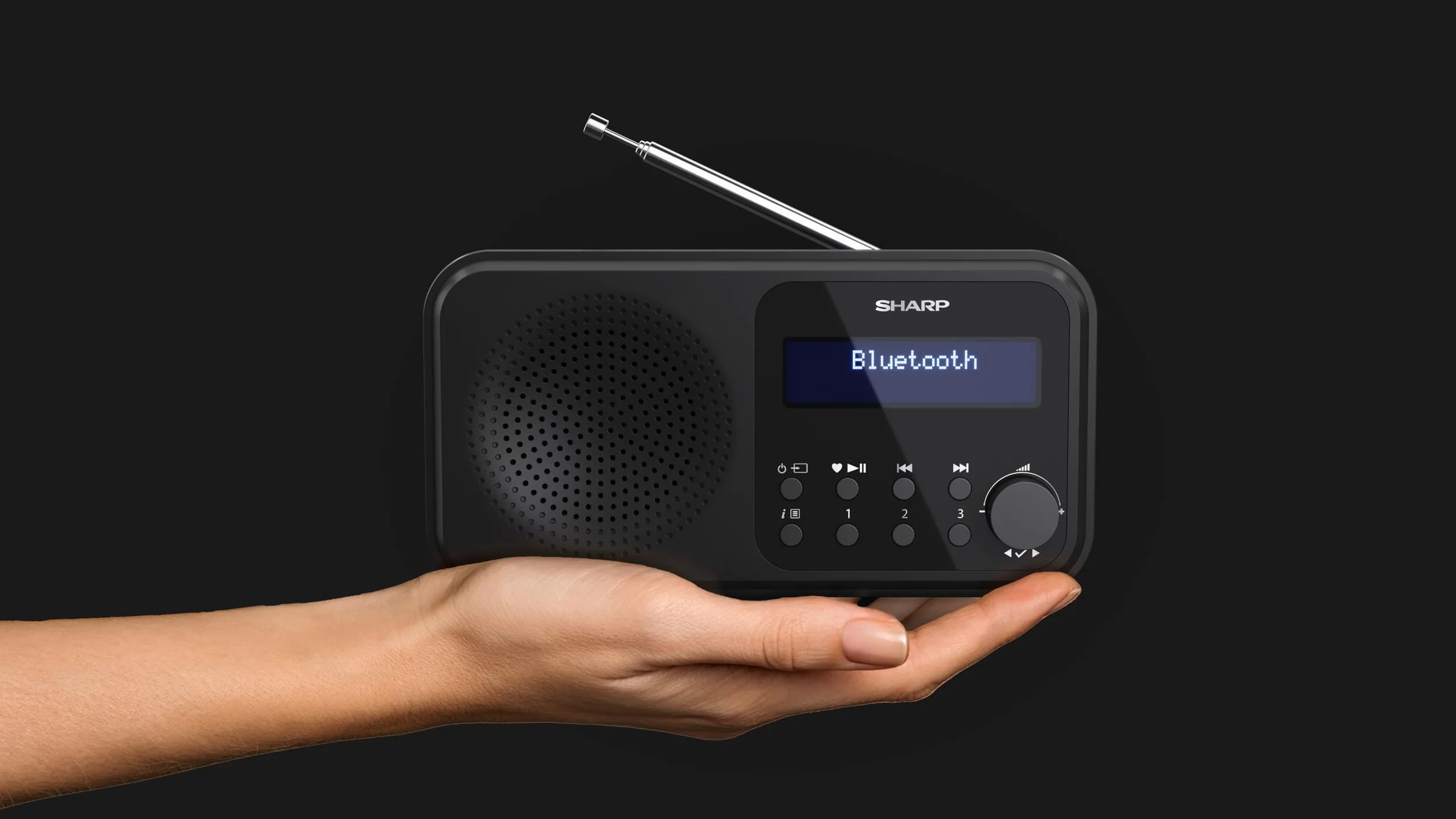SHARP DR-P420 Przenośne Radio Cyfrowe DAB/DAB+ FM RDS Bluetooth 5.0 Budzik Czarne