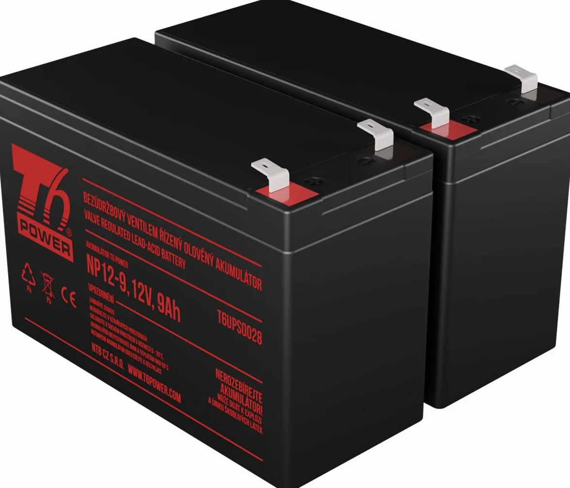Zestaw akumulatorów T6 Power do zasilacza zapasowego APC, numer części RBC142, VRLA, 12 V