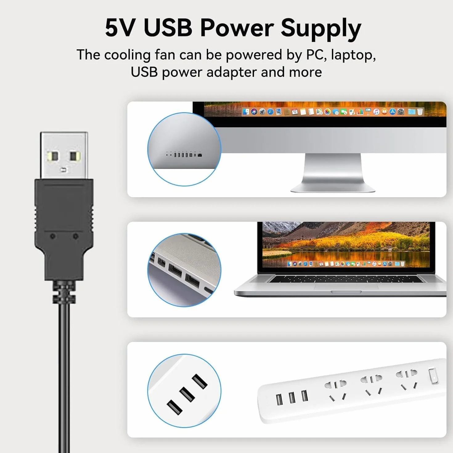 ELUTENG Podwójny wentylator USB 40 mm 5 V z 3 kontrolami prędkości 5500 obr./min 2 w 1 mini wentylator PC 40 mm USB wentylator komputerowy z metalowym grillem do PC/Xbox/VR Glass/laptopa/TV Box/PS4