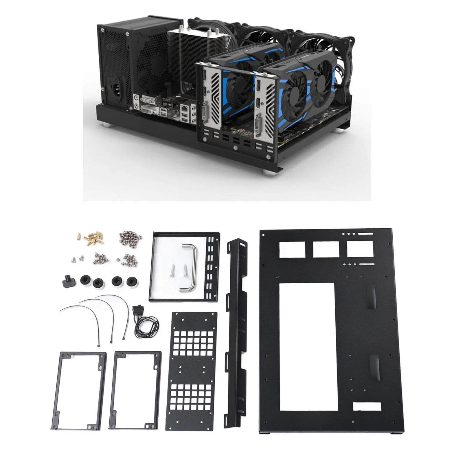 Stojak na płytę główną Komputera DIY, Płyta Stalowa ATX M ATX ITX Rama do Montażu na Otwartej Przestrzeni Wspornik z Uchwytem, Wydajne Chłodzenie DIY Obudowa Komputera PC