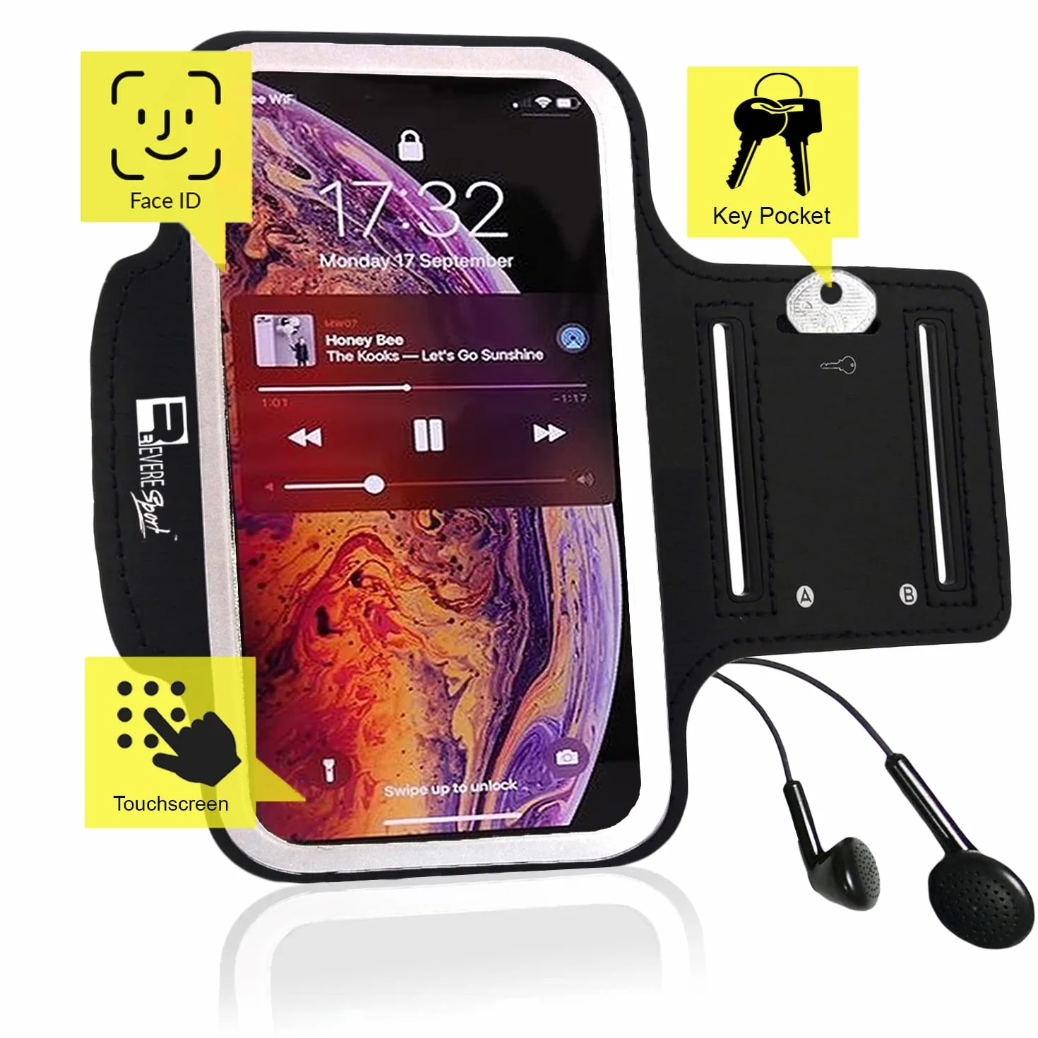 RevereSport iPhone Max 16/15/14/13/12/11/Plus opaska na ramię do biegania, sportowe etui na telefon dla biegaczy, ćwiczeń i treningów na siłowni (6,7)