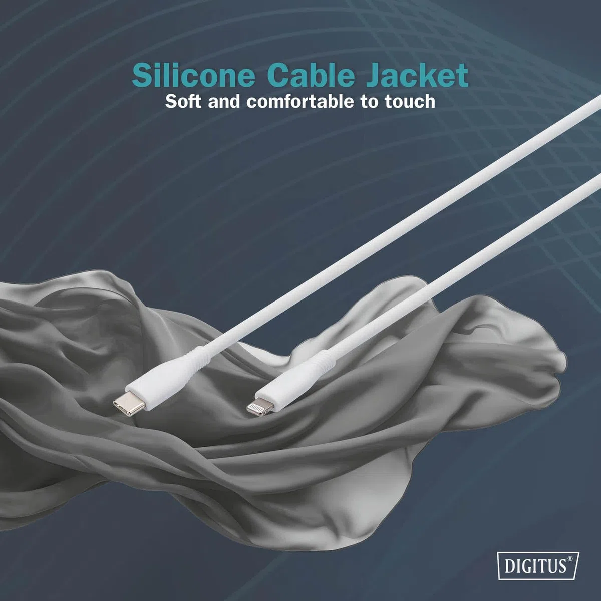DIGITUS Kabel do ładowania - USB C do Lightning - 0,5 m - Kabel USB 480 Mbit/s 60 W 3 A - Elastyczna silikonowa osłona z zabezpieczeniem przed zginaniem - Certyfikat MFI dla urządzeń Apple - Biały