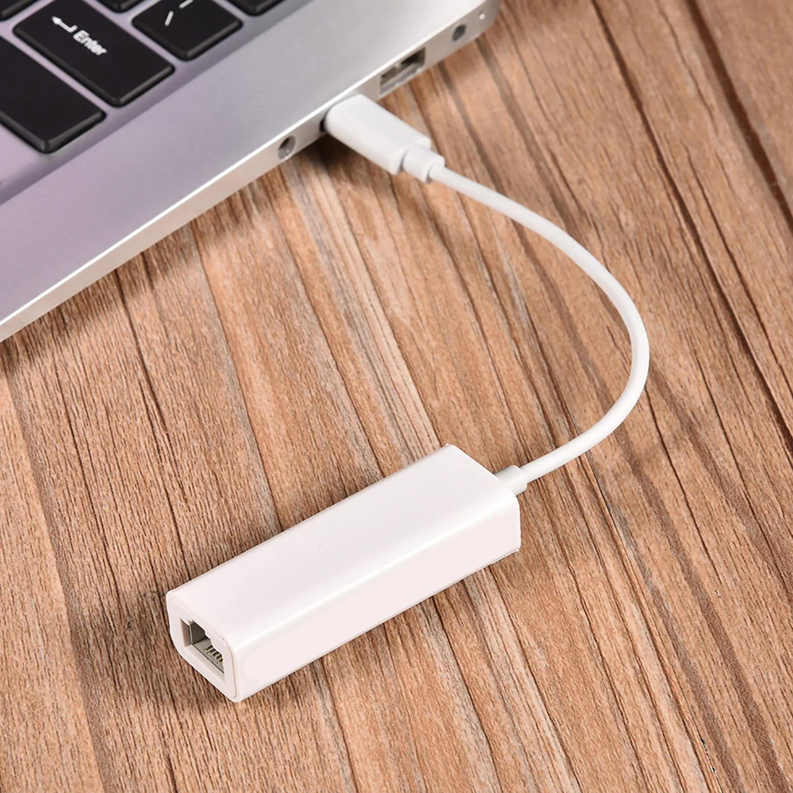 Konwerter Typu C na Rj45 Adapter Rj45 Typu C Biały Plastikowy Usb 3.1 Typ C na Rj45 100 Mb/S Ethernet Lan Adapter Sieciowy Konwerter do Laptopa Macbook Usb C