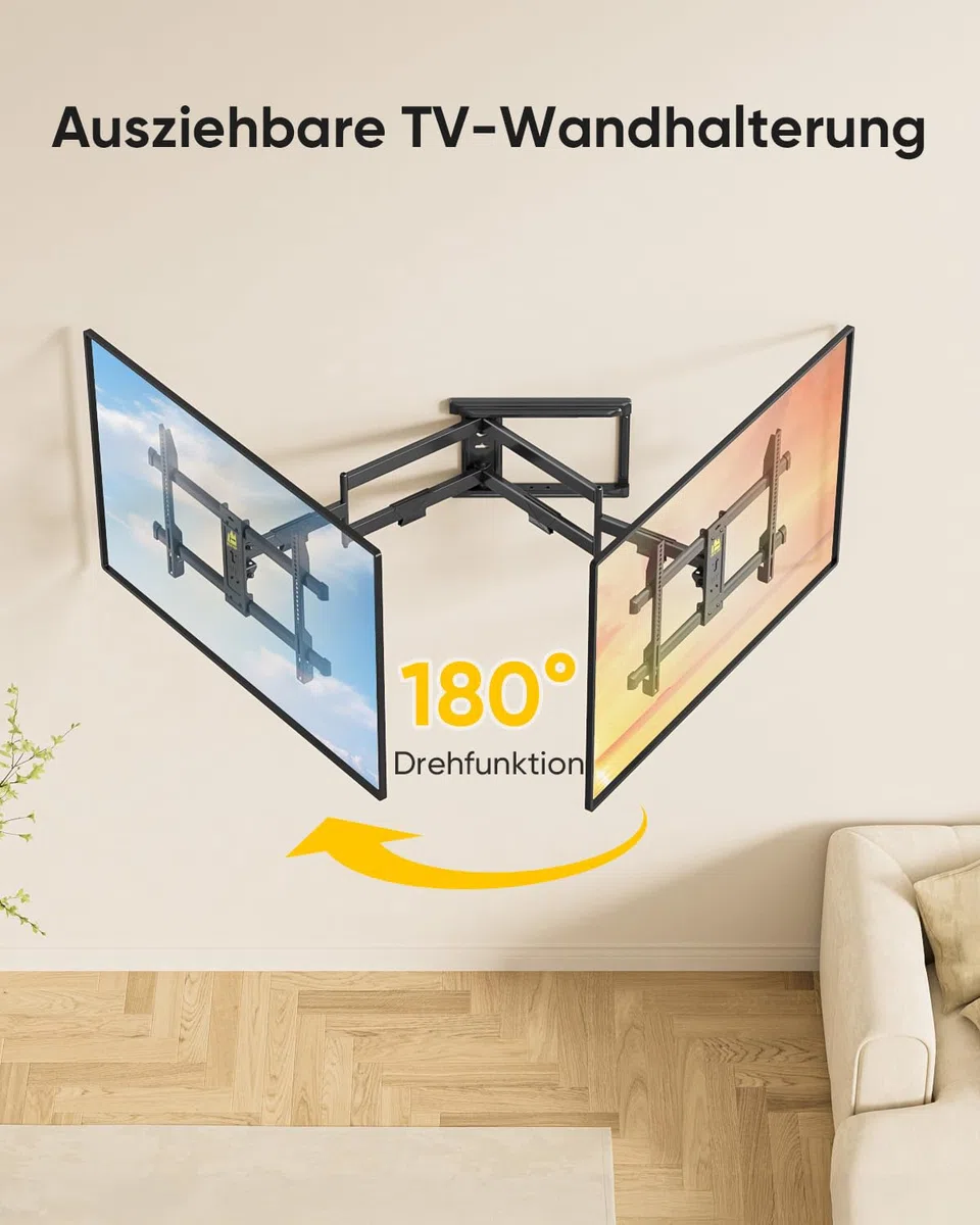 FORGING MOUNT Uchwyt ścienny do telewizora o długim zasięgu, narożny uchwyt na telewizor do telewizorów 37–75 cali, przedłużenie 765 mm, długie ramię, uniwersalny uchwyt ścienny do telewizora, pełny