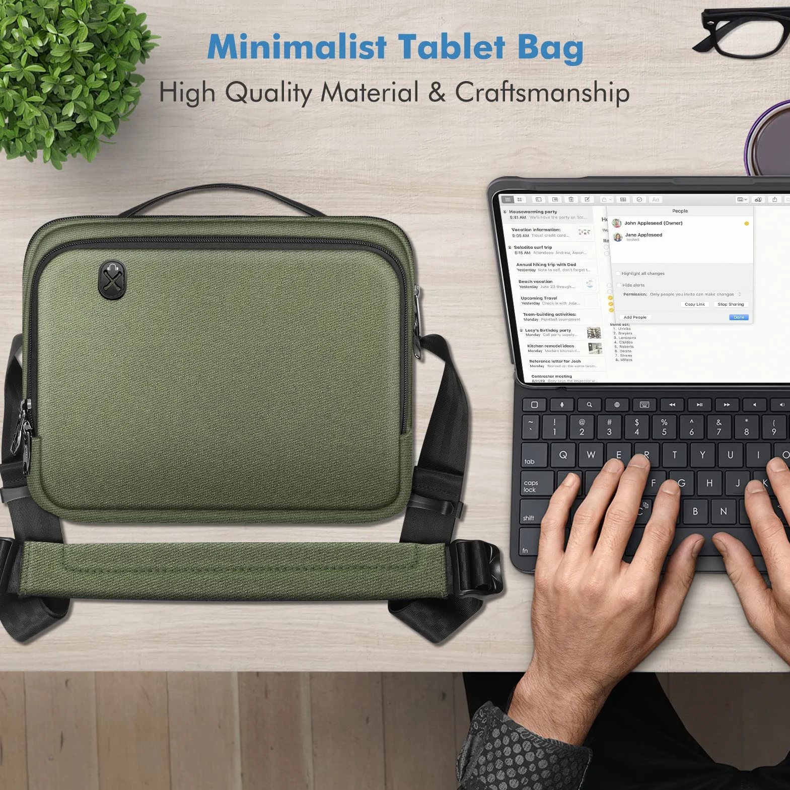 FINPAC Torba na ramię na tablet iPad Pro M4 11", iPad Air M2 2024, Samsung Tab A9+ 11", akcesoria