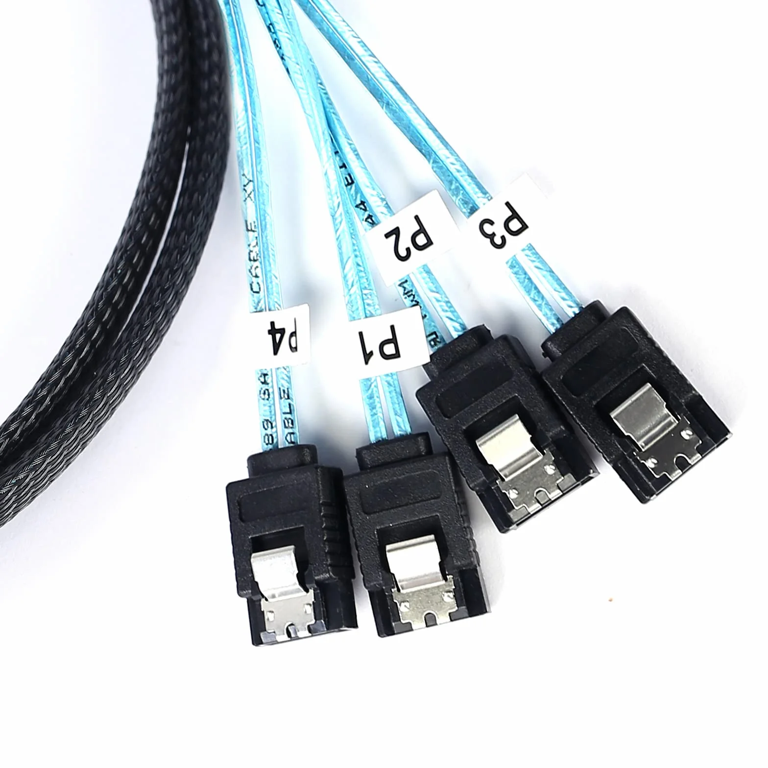 ADCAUDX Kabel SATA III, 1 m, 4 szt./zestaw, SATA-6 GB/s, HDD-SDD, zamiennik do komputera Bitcoin, SSD, dysku twardego, CD, DVD Drives Raid (1 m)