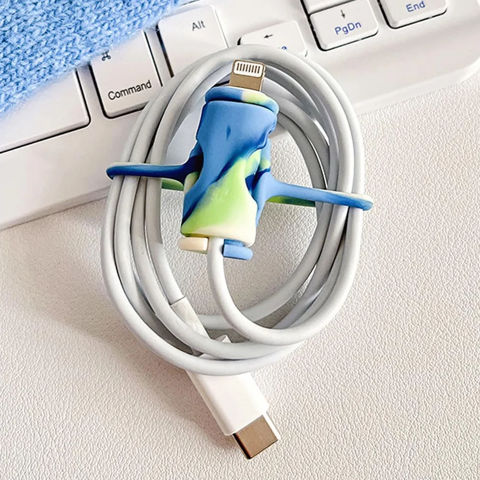 LightBeacon 5 Pack Charging Cable Protector, Miniaturowe etui ochronne na kable danych 2 w 1, Uroczy silikonowy miniaturowy ochraniacz na kable ładujące, do wszystkich kabli ładujących