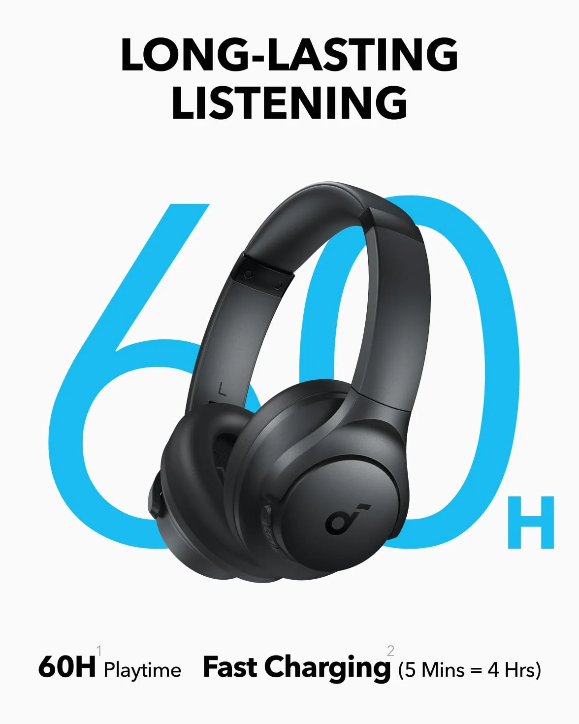 soundcore Bezprzewodowe nauszne słuchawki Bluetooth Anker Q11i(odnowiona), głębokie basy, 60 godzin odtwarzania, dźwięk wysokiej rozdzielczości, zdejmowane nauszniki, połączenie wielopunktowe