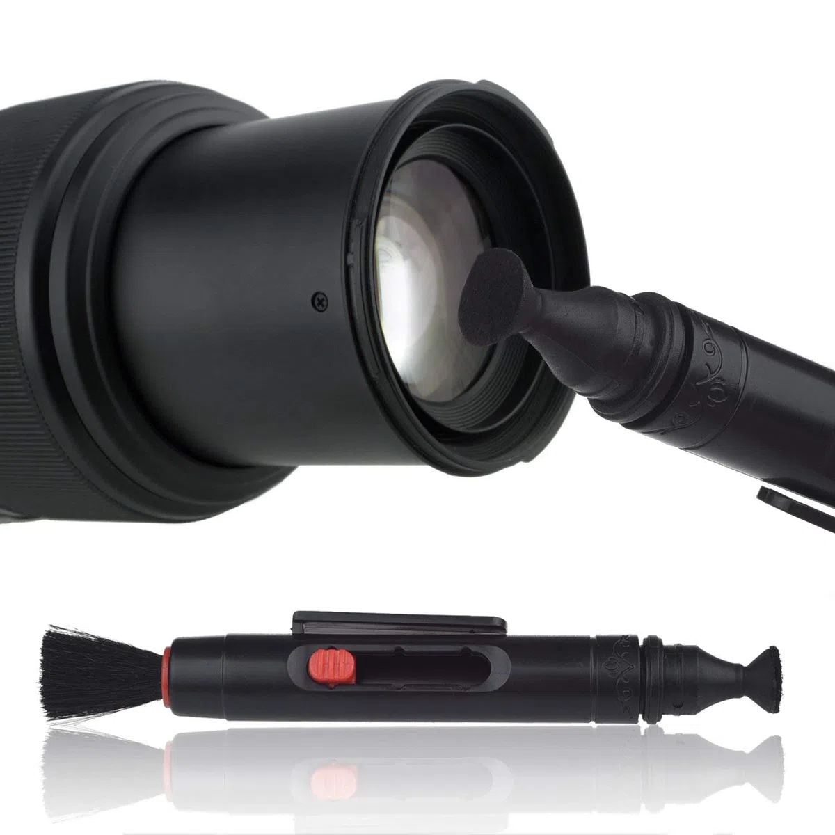 Profesjonalny zestaw do czyszczenia kamery DSLR (Canon, Nikon, Pentax, Sony): dwustronny trzpień do czyszczenia obiektywu, pusta butelka z rozpylaczem, więcej (bez płynu czyszczącego)