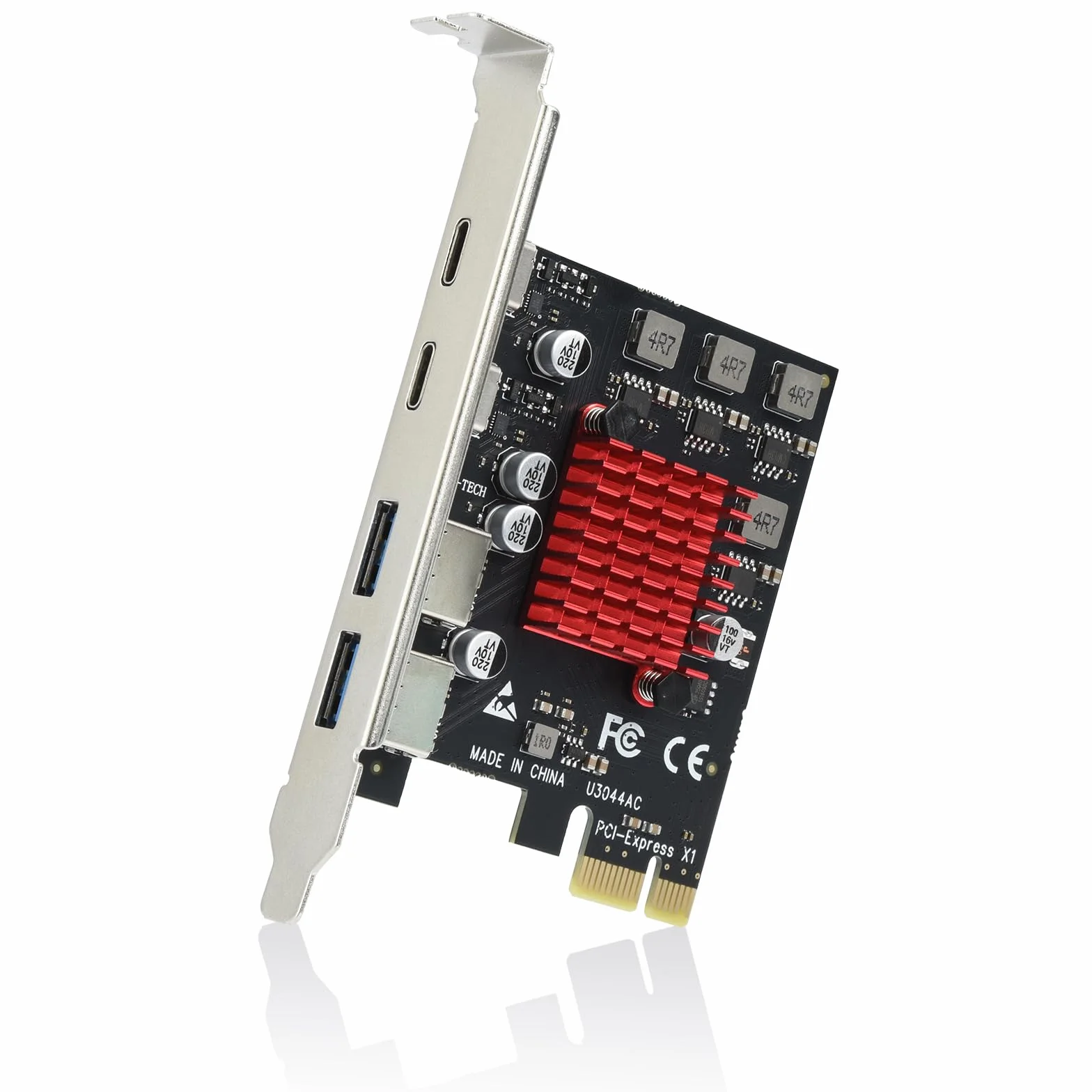 ELUTENG 4 porty USB 3.2 Gen 1 karta rozszerzeń PCIE (2 porty USB-A, 2 porty typu C), superszybka karta PCIE 5 Gb/s do komputera stacjonarnego, obsługa Windows 11/10/8/7/XP