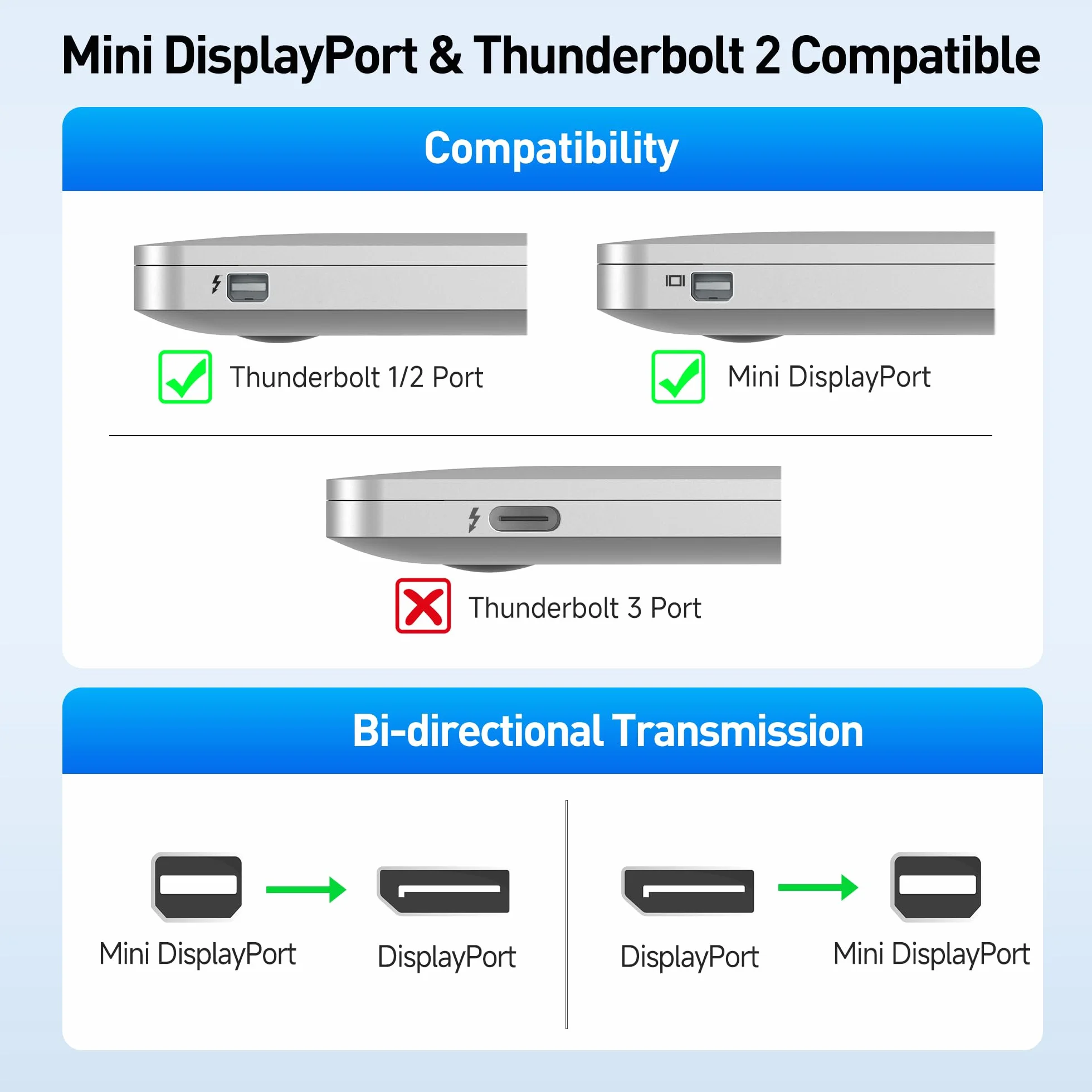 Cable Matters Przejściówka z Mini DisplayPort na DisplayPort (Mini DP na DP) w kolorze czarnym - Obsługa rozdzielczości 8K - Zgodność z portami Thunderbolt i Thunderbolt 2