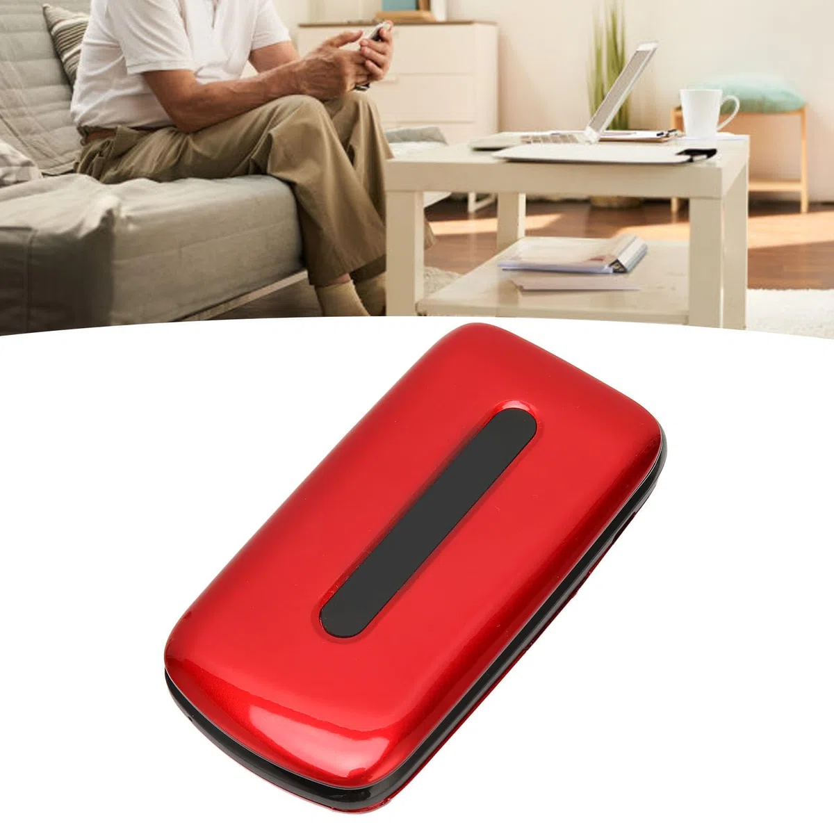 Telefon z klapką na Dwie Karty SIM z Kolorowym Ekranem 1,77 Cala, Mocnym Głośnikiem, baterią 1200 MAh, funkcją SOS, Dużymi Klawiszami i Diodami LED (Czerwony)