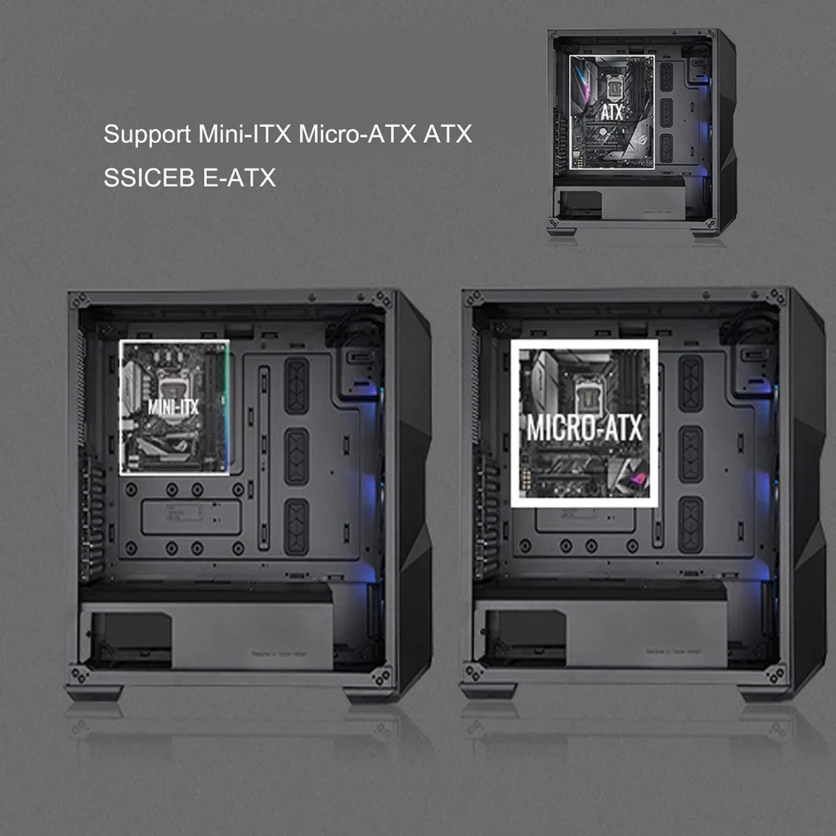 Gra Komputerowa Case, Mini-ITX, Micro-ATX, ATX, SSI CEB, E-ATX Case Gry, 3D Pełna Przezroczysta Panel Boczny, USB3.0 / USB 2.0, Chłodzenie Pomocy Technicznej(B)