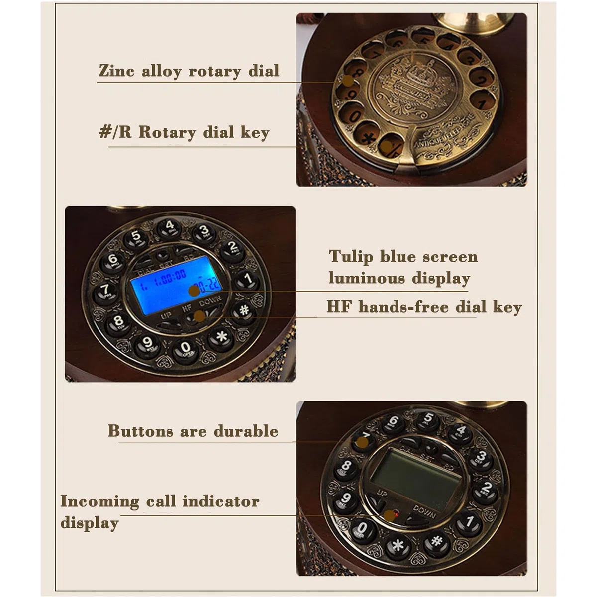 Telefon Retro, Retro Telefon Stacjonarny, Europejski Antyczny Telefon Z Obrotową Tarczą, Telefon Stacjonarny, Telefon Stacjonarny, Telefon Stacjonarny Do Domu I Dekoracji, Telefony Stacjonarne Z Obro