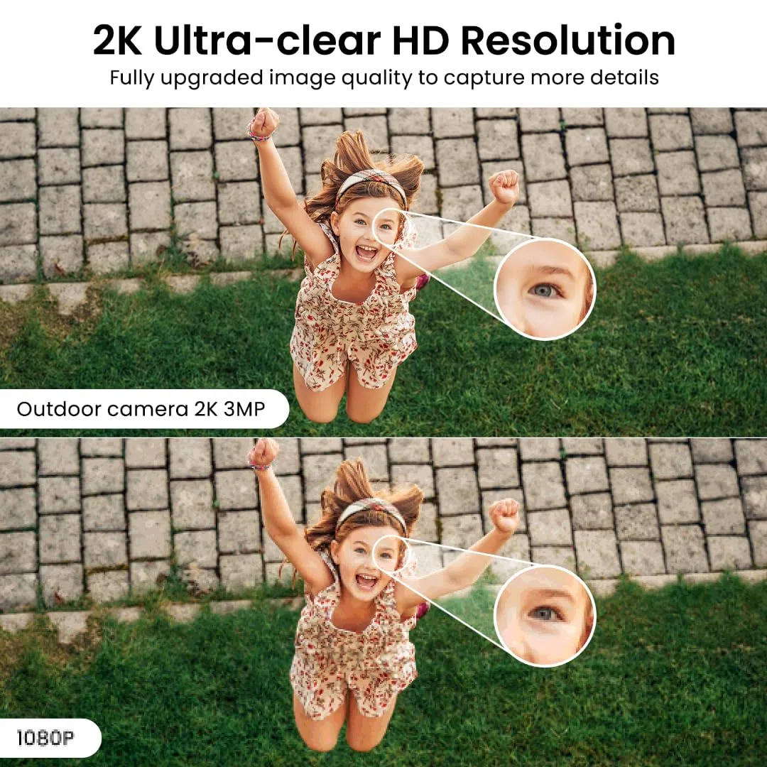 AOQEE 2 zestawy kamer bezpieczeństwa do wewnątrz - 2K kamera dla zwierząt domowych do monitorowania niemowląt, CCTV do domu, wykrywanie ludzi, wodoodporna IP65, 24/7 przechowywanie, noktowizor w