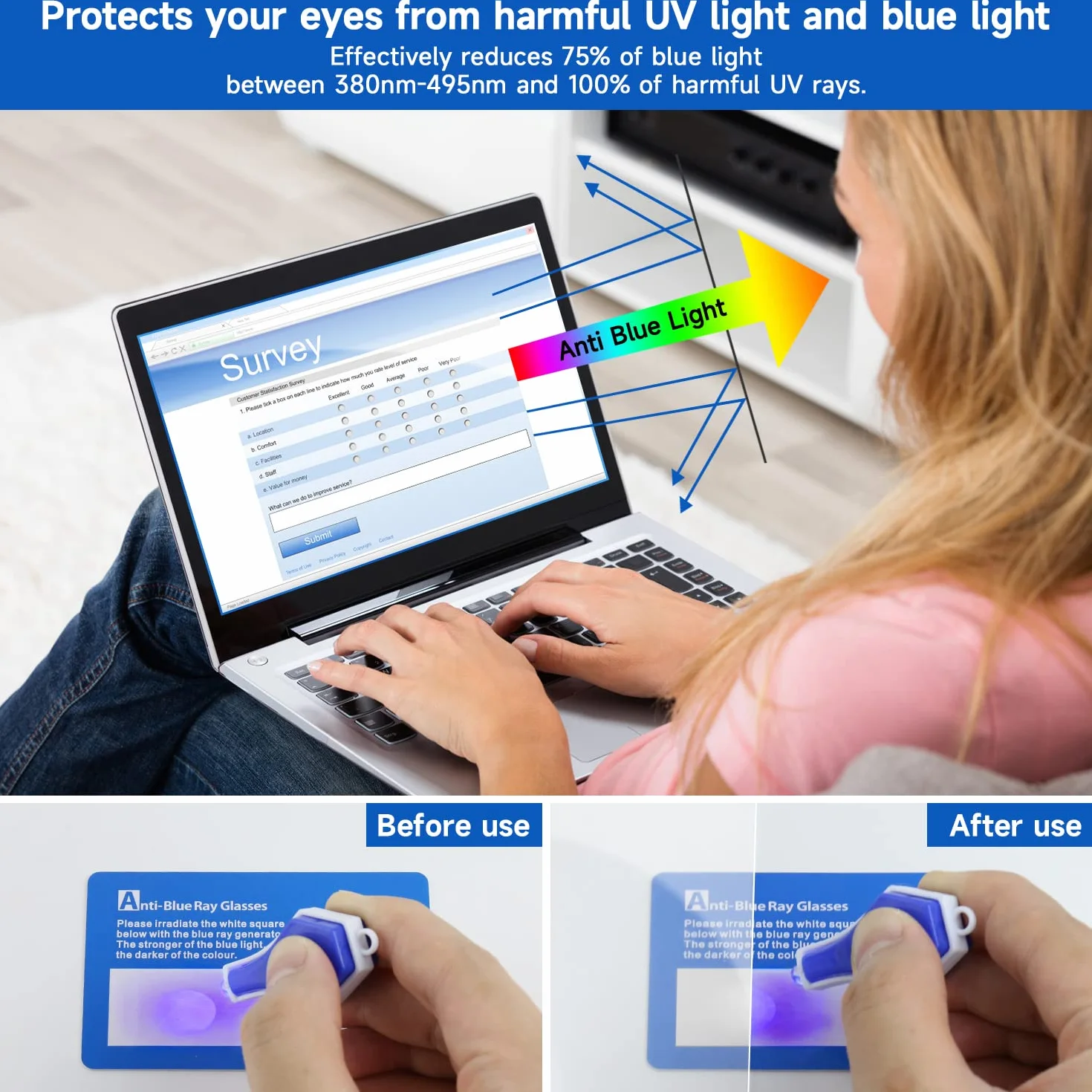 2 Pack 15.6 inch (1920x1080P) Laptop Blue Light Screen Protector, Eye Protection Anti-Scratch and Anti-Glare Screens for Laptops 15.6’’ with 16:9 Aspect Ratio