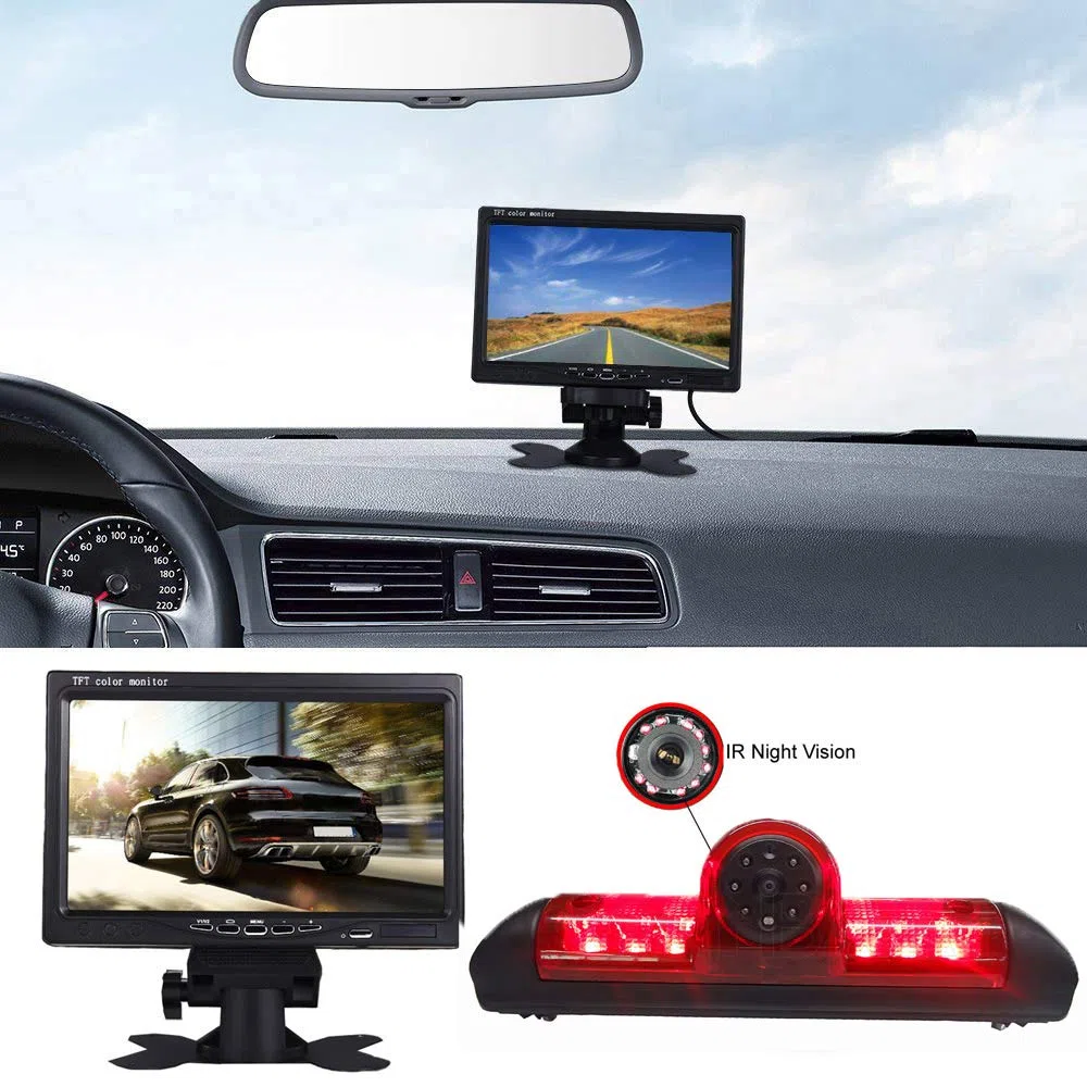 Transportster kamery cofania + 7-calowy ekran TFT LCD monitor samochodowy w 3. Lampa hamulca Bremslicht pasuje do Ducato X250 / Peugeot Boxter/Citroen Jumper